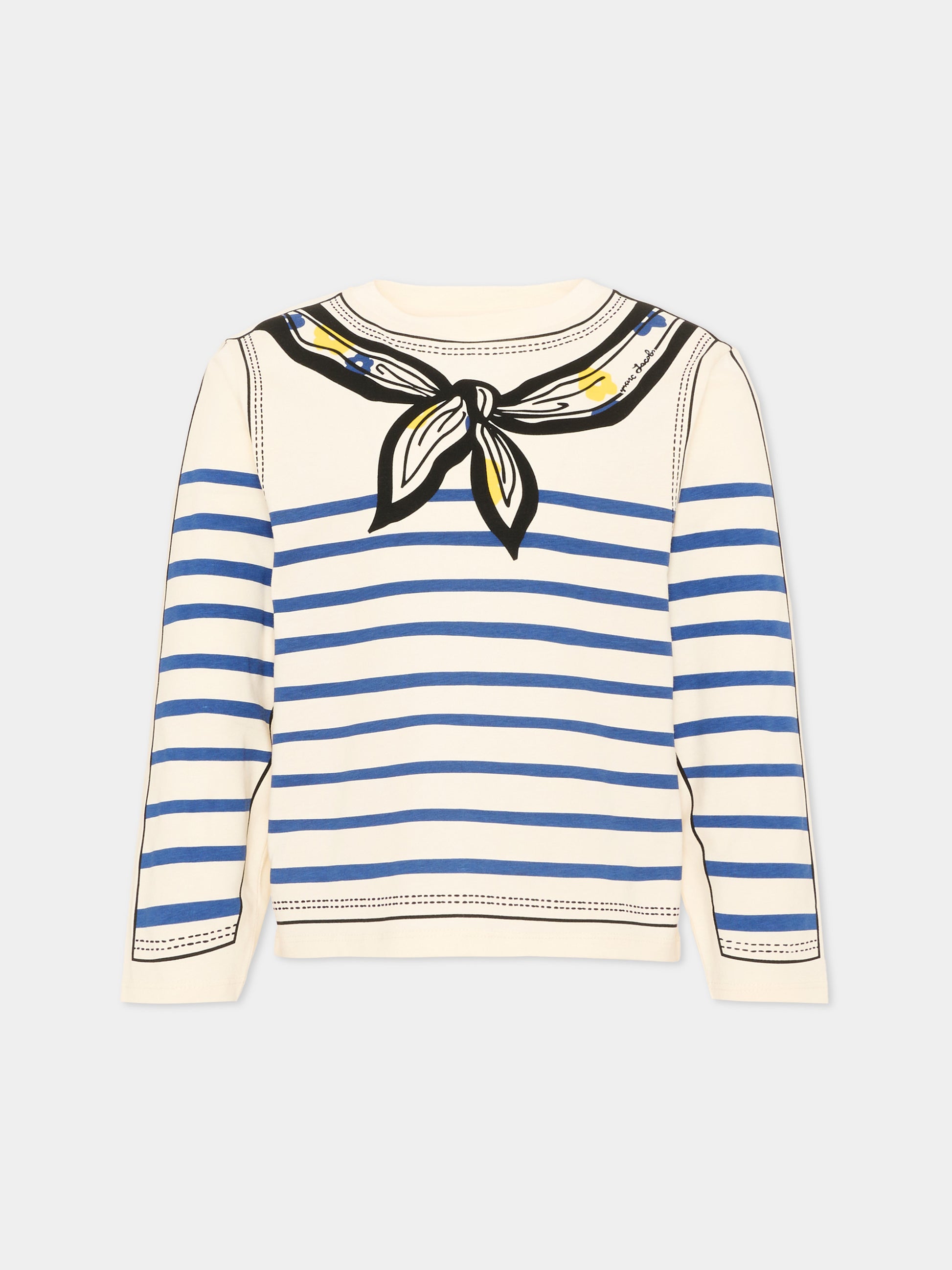 T-Shirt avorio per bambina a righe,Marc Jacobs,W60998 148