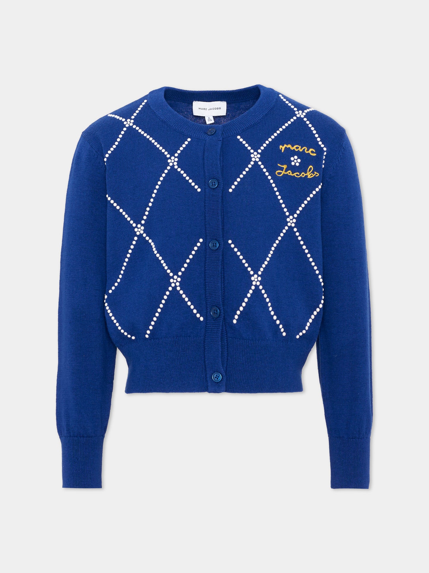 Cardigan blu per bambina con applicazioni,Marc Jacobs,W61003 841