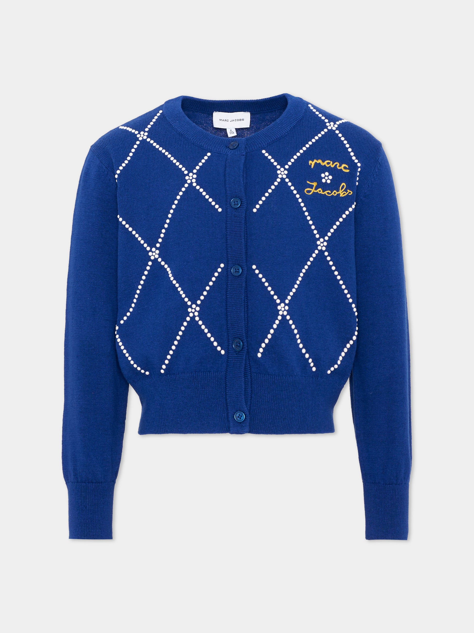 Cardigan blu per bambina con applicazioni,Marc Jacobs,W61003 841