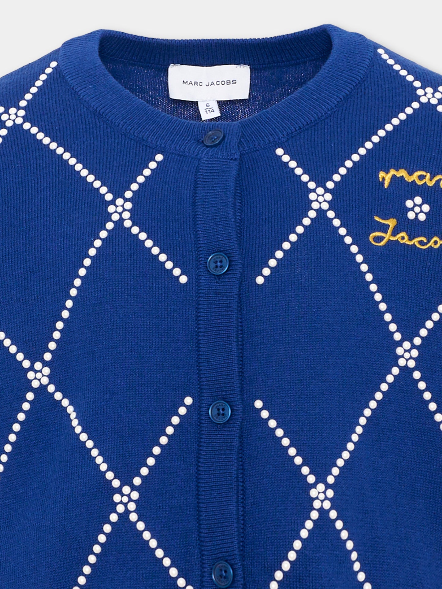 Cardigan blu per bambina con applicazioni,Marc Jacobs,W61003 841