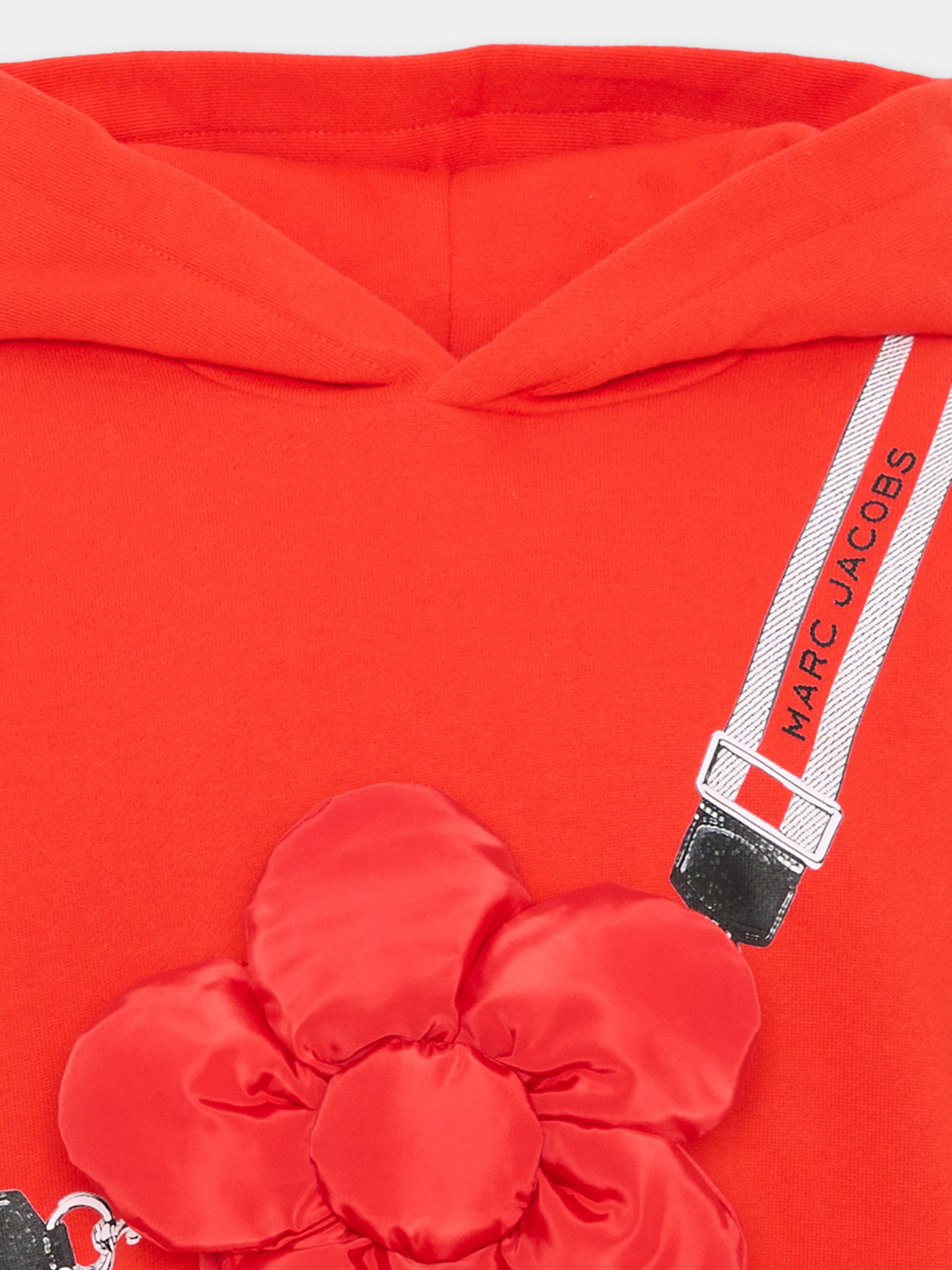 Felpa con cappuccio rossa con fiore,Marc Jacobs,W61007 97S