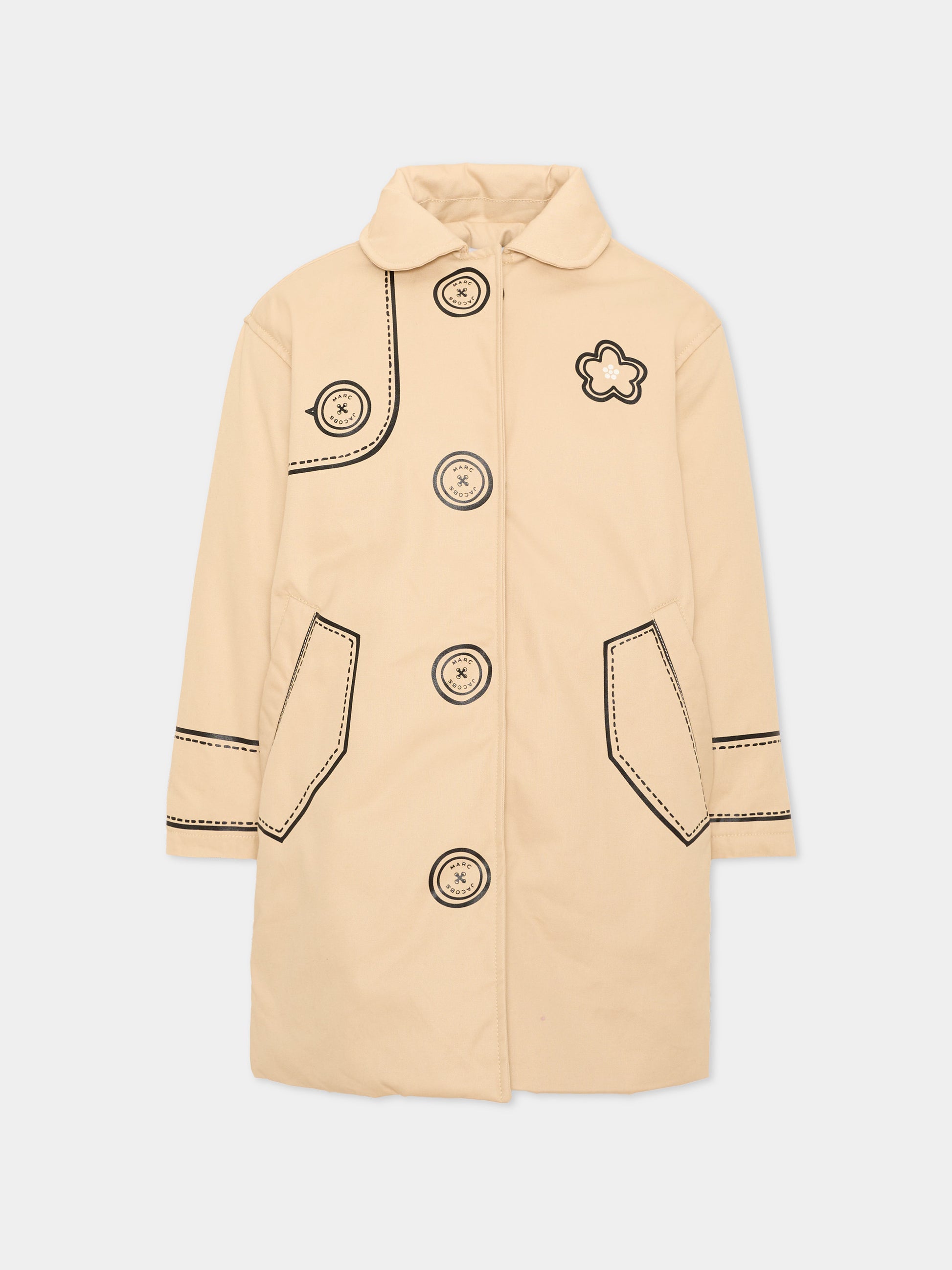 Trench beige per bambina con stampe,Marc Jacobs,W61016 296