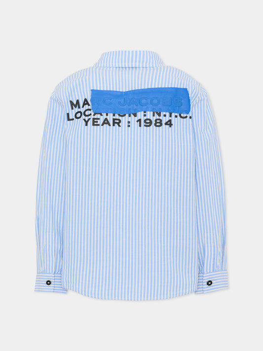 Camicia a manica lunga azzurra a righe per bambino,Marc Jacobs,W61061 794