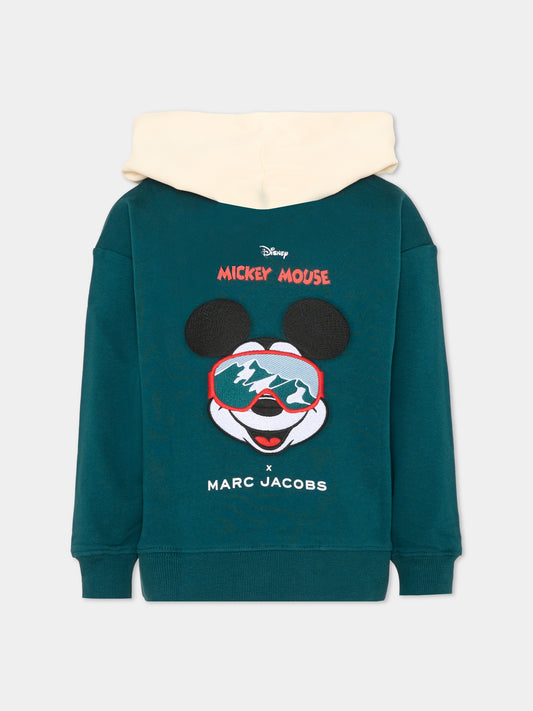 Felpa con cappuccio verde per bambino con patch,Marc Jacobs,W61064 668