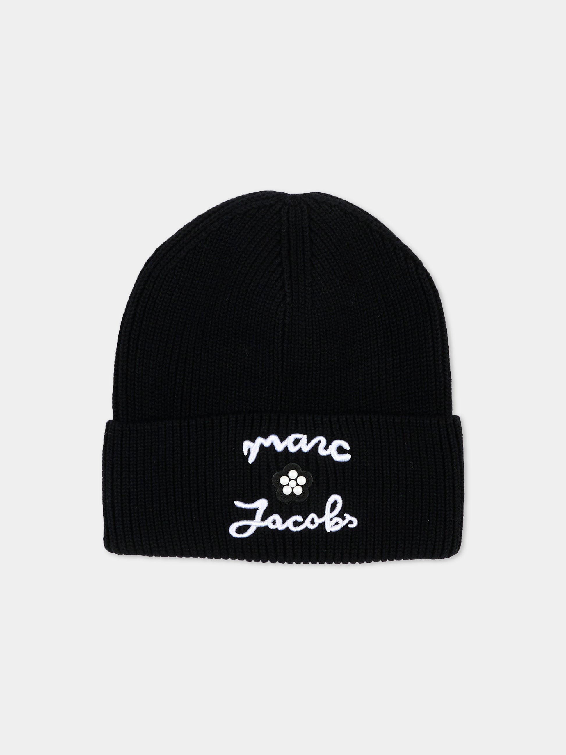 Berretto nero per bambina con logo,Marc Jacobs,W61087 09B