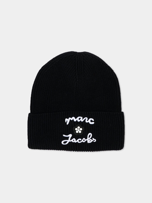 Berretto nero per bambina con logo,Marc Jacobs,W61087 09B