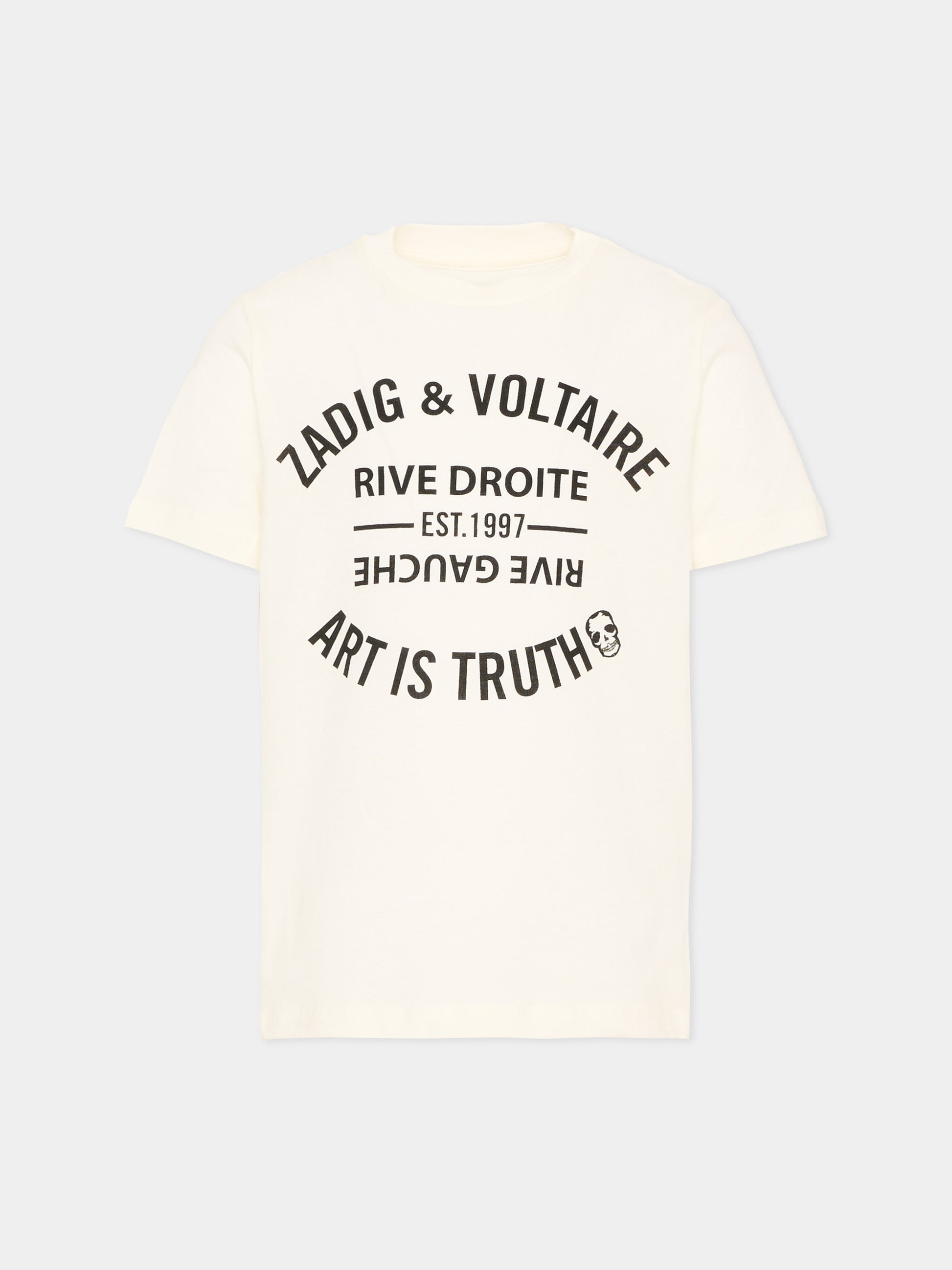 T-Shirt avorio per bambini con logo,Zadig & Voltaire Kids,X60628 195