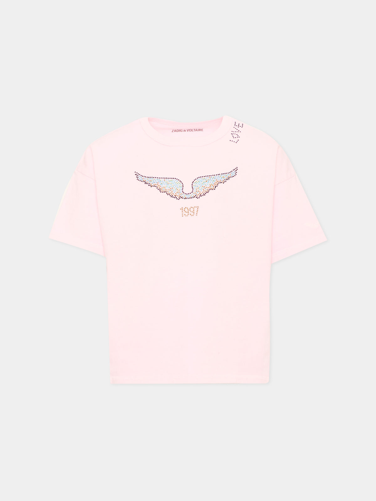 T-shirt rosa per bambina con logo,Zadig & Voltaire Kids,X60791 44A