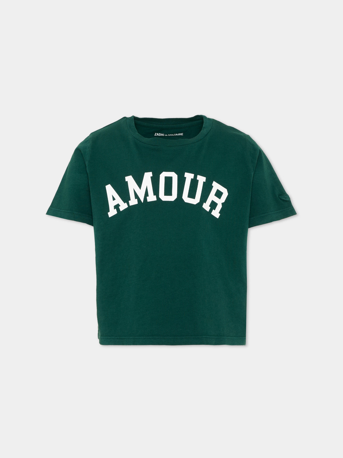 T-shirt verde per bambina con scritta,Zadig & Voltaire Kids,X60793 66H