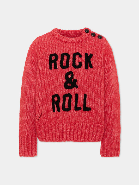 Maglione rosso per bambina con scritta,Zadig & Voltaire Kids,X60809 954