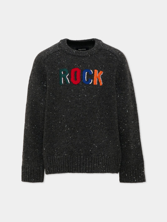 Maglione grigio per bambino con scritta,Zadig & Voltaire Kids,X60851 A48