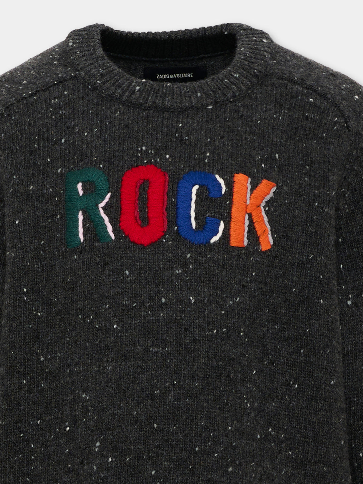 Maglione grigio per bambino con scritta,Zadig & Voltaire Kids,X60851 A48