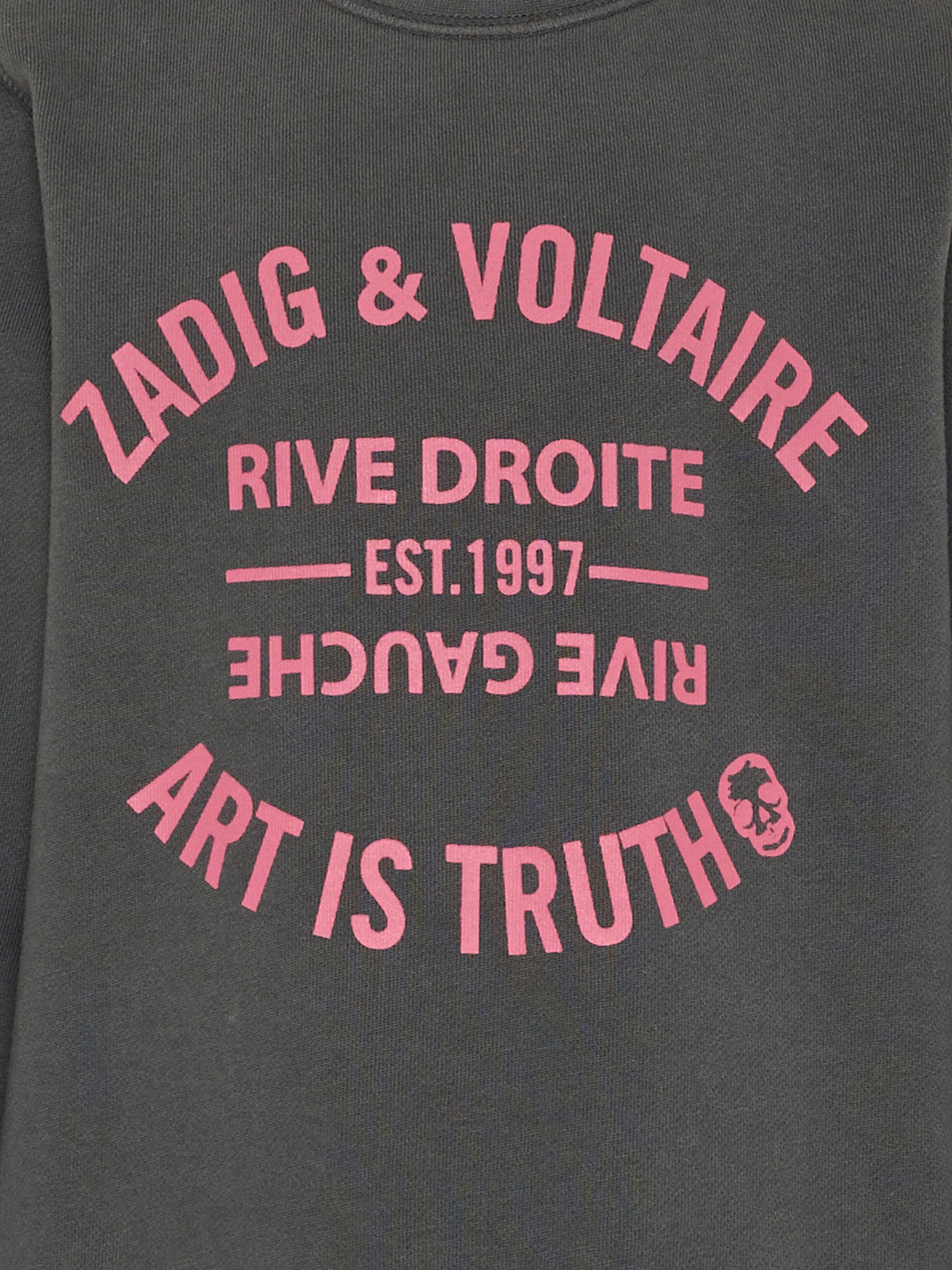 Felpa girocollo grigia per bambina con logo,Zadig & Voltaire Kids,X60867 096