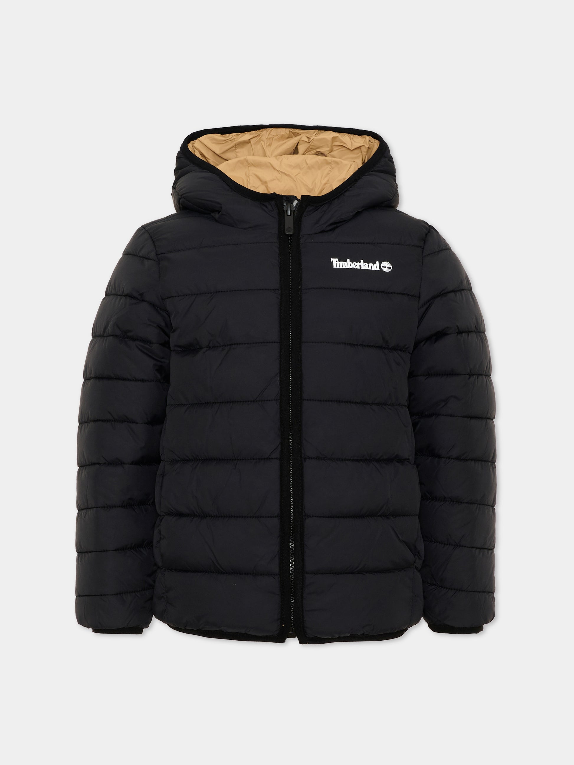 Piumino nero per bambino con cappuccio,Timberland,T60377 M13