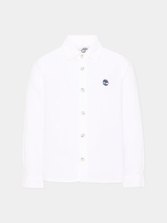 Camicia bianca per bambino con logo,Timberland,T60844 10P