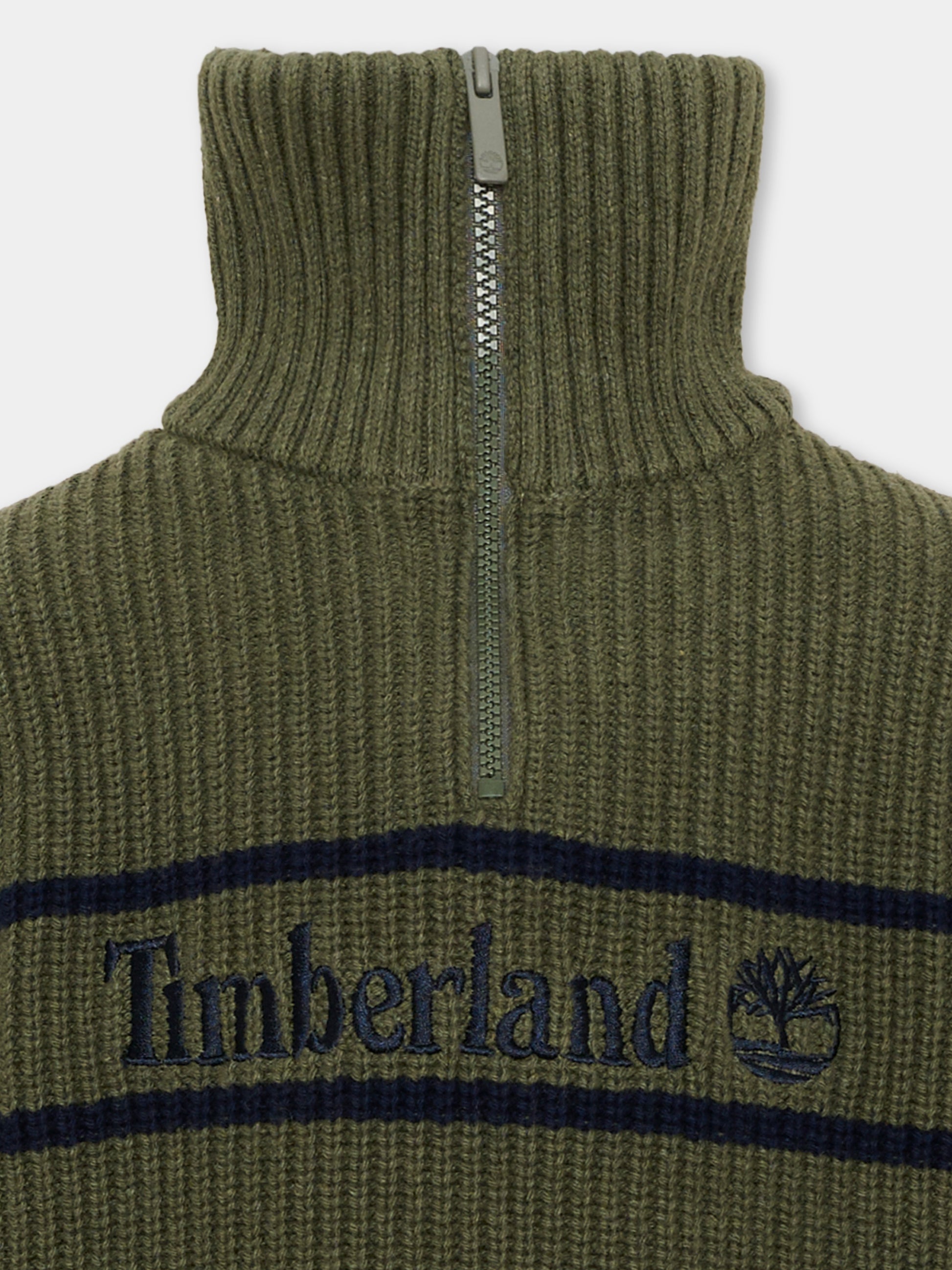 Maglione verde per bambino con zip,Timberland,T61082 730