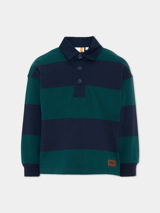 Polo a manica lunga blu a righe,Timberland,T61089 68R