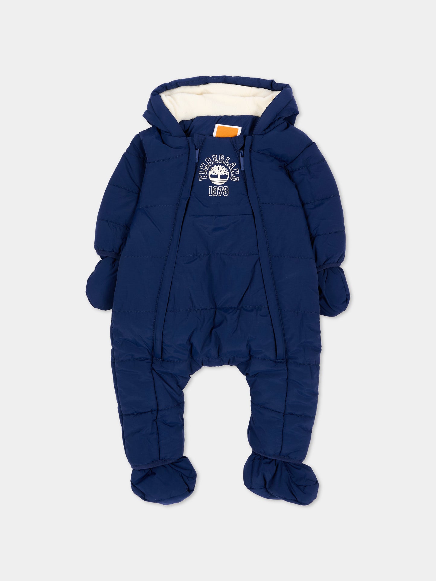 Piumino blu per neonato con guanti e piedini,Timberland,T61114 84N