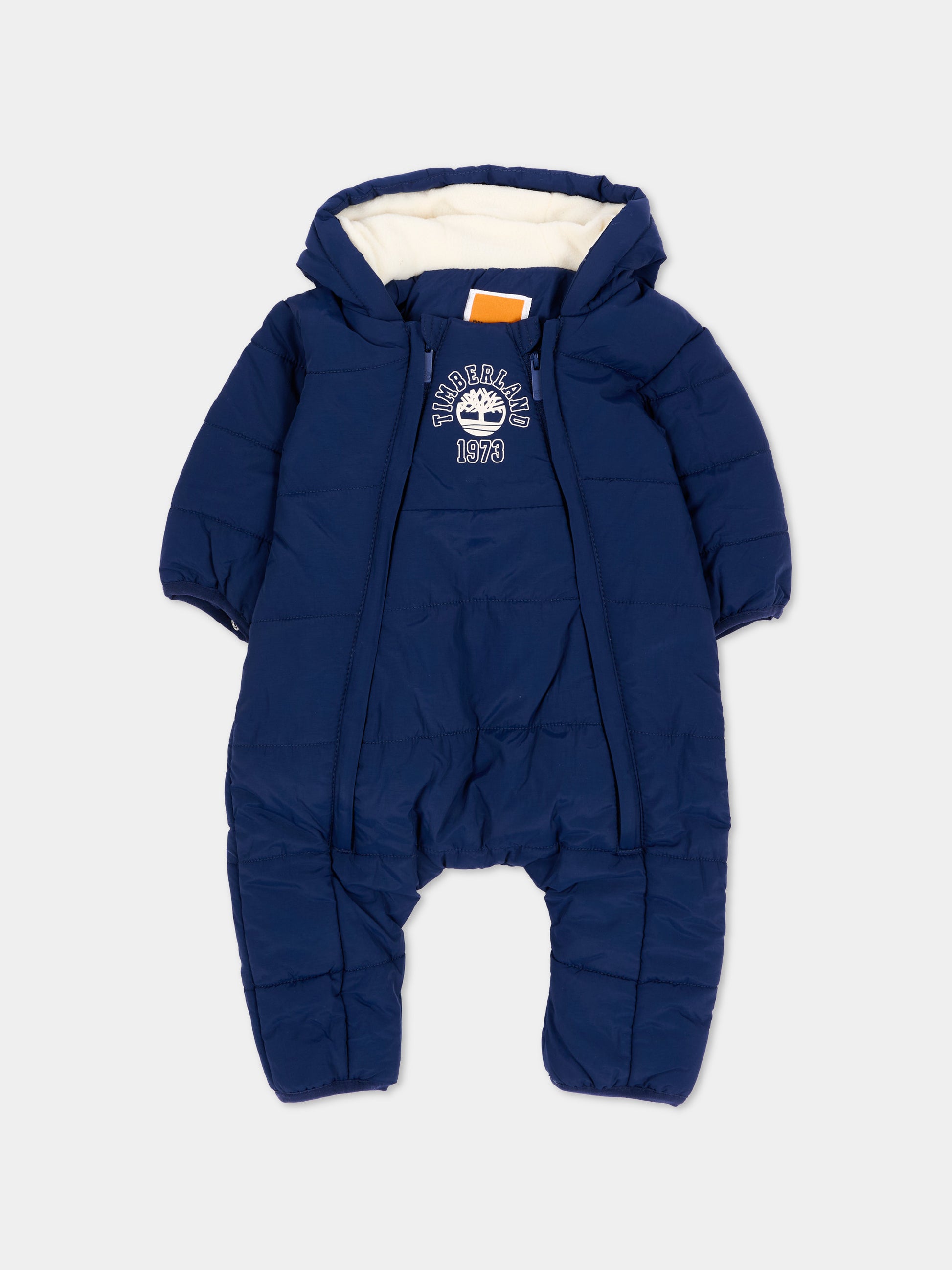 Piumino blu per neonato con guanti e piedini,Timberland,T61114 84N
