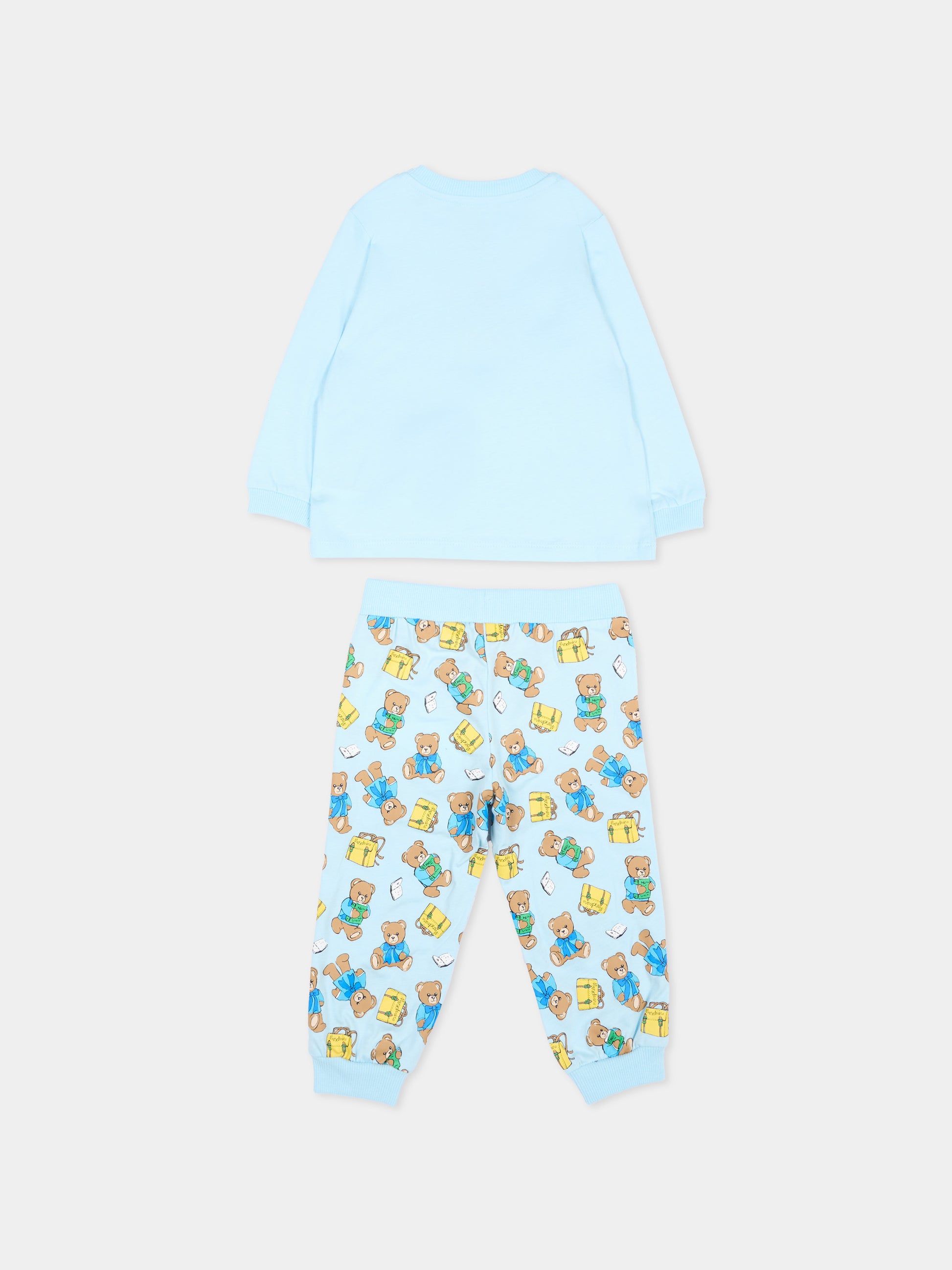 Completo sportivo azzurro per neonato con Teddy Bear,Moschino Kids,M5K02F LAB7A 82635