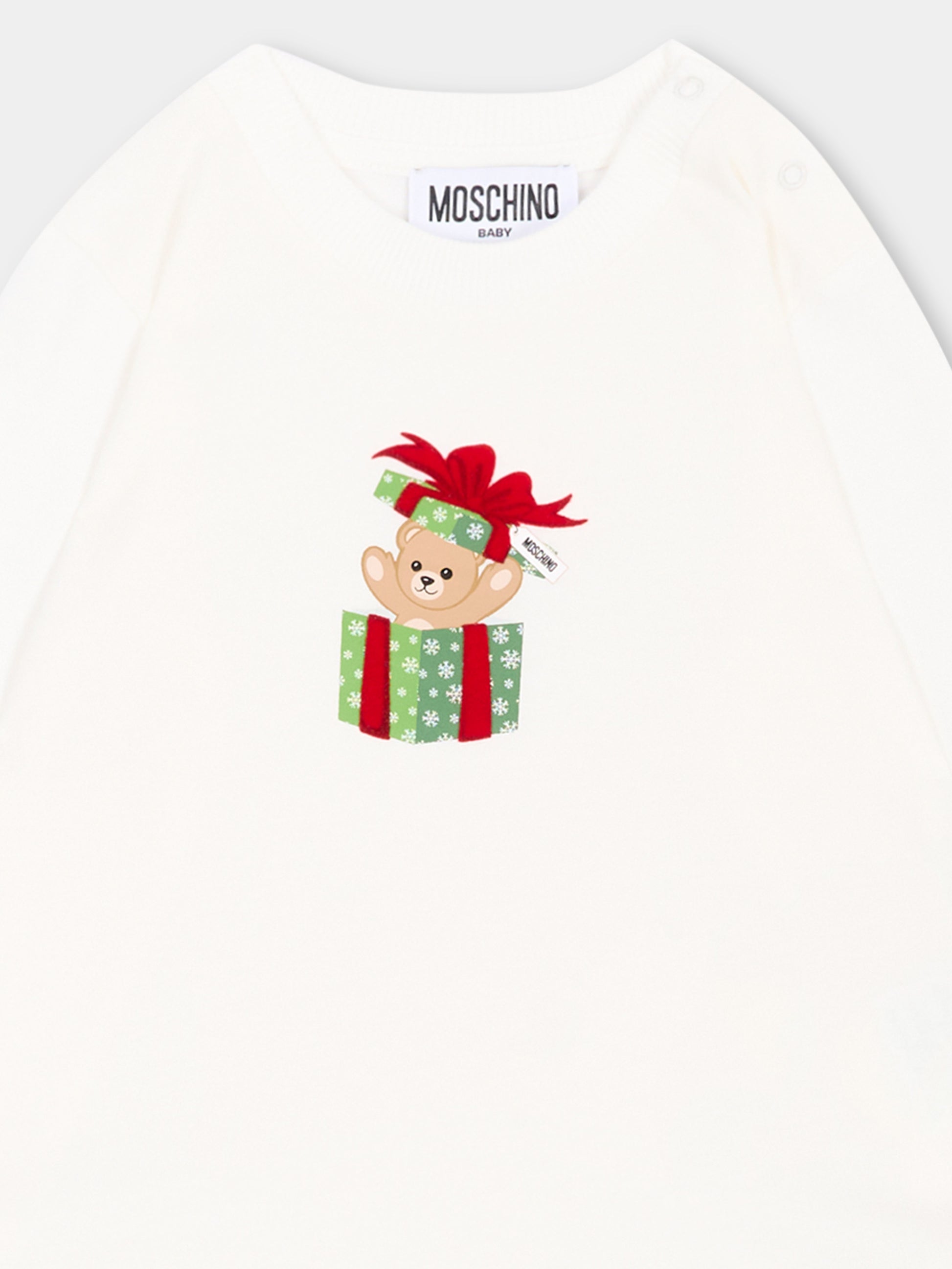 Completo lungo avorio per neonato con Teddy Bear,Moschino Kids,M6K02F LAA10 82638