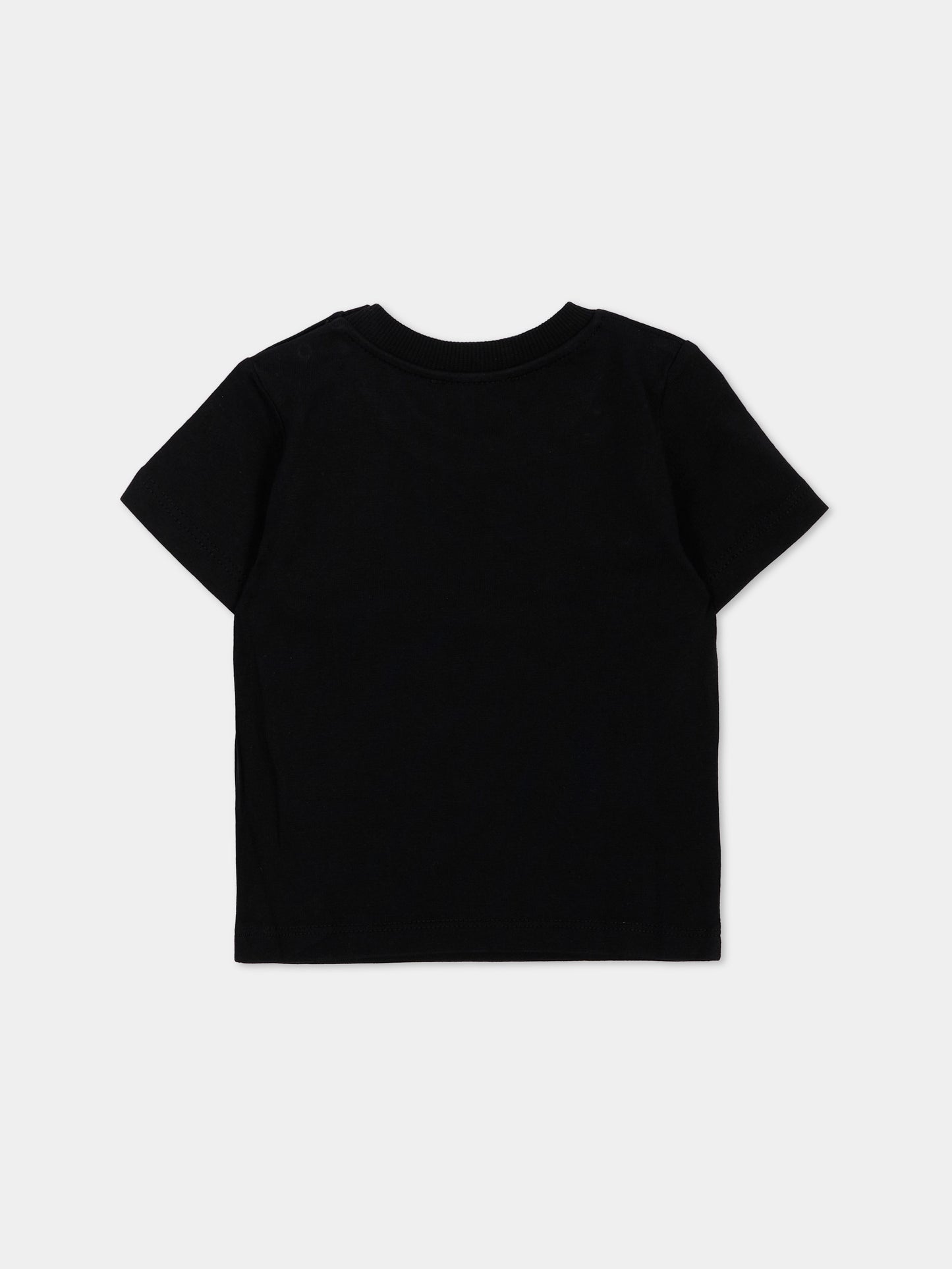 T-Shirt nera per neonati con Teddy Bear,Moschino Kids,M6M047 LAA34 60100