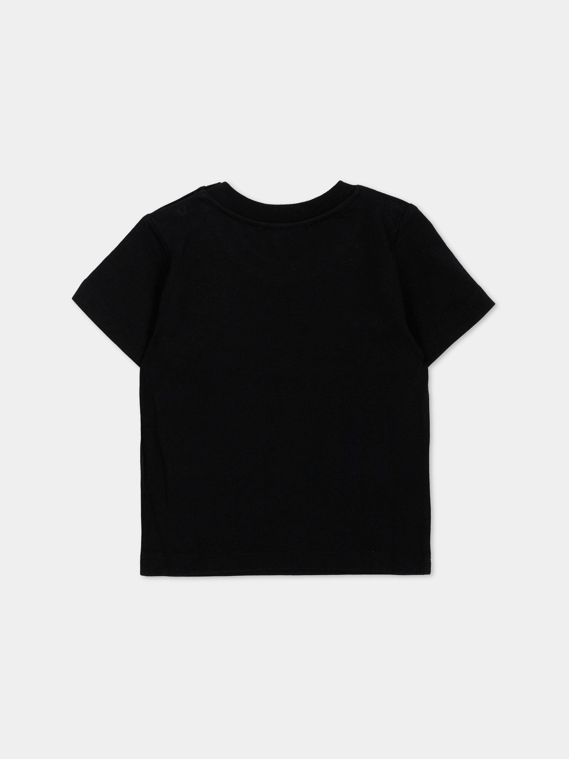 T-Shirt nera per neonati con Teddy Bear,Moschino Kids,M6M047 LAA34 60100