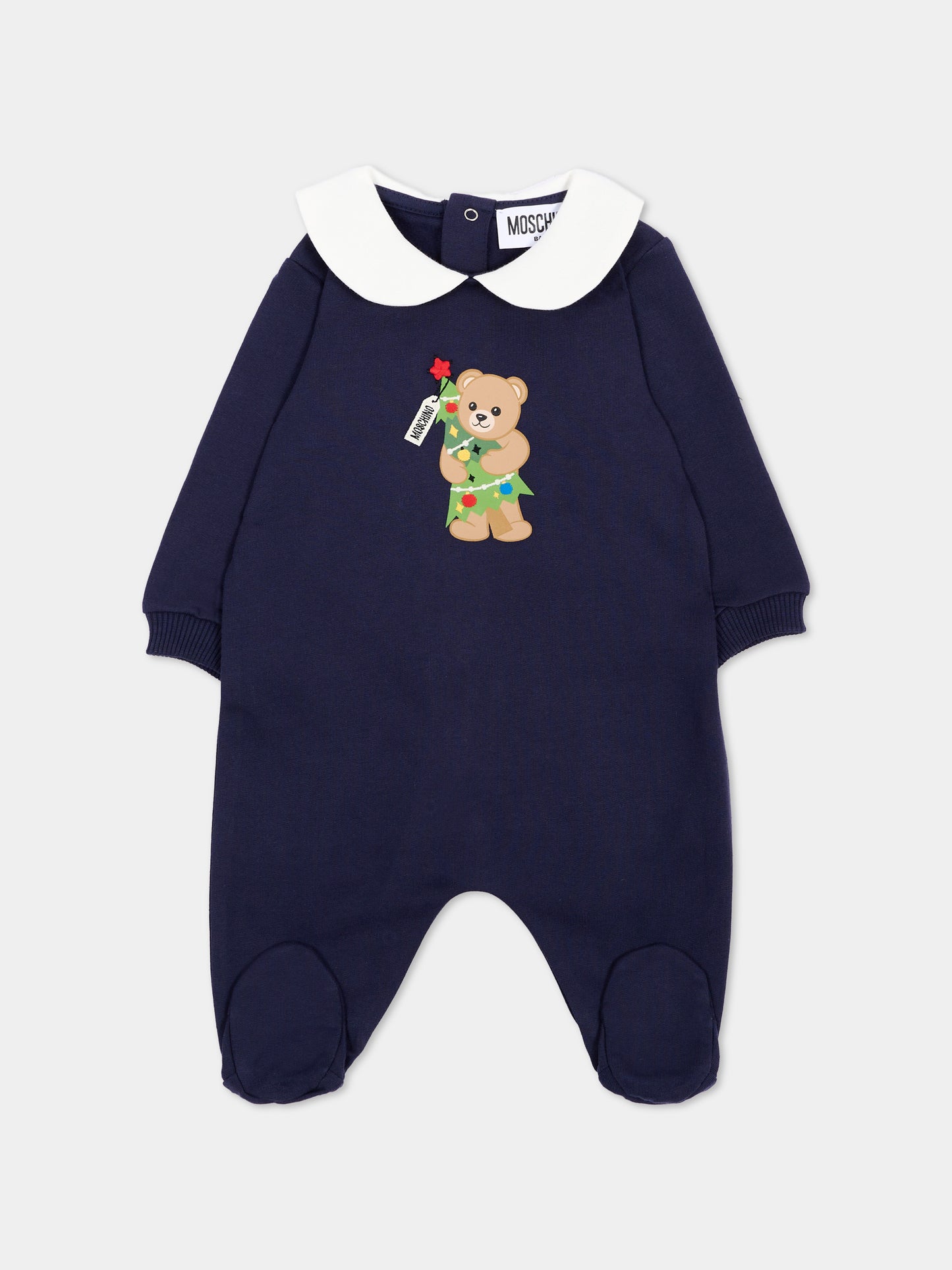 Tutina blu per neonato con Teddy Bear,Moschino Kids,M6Y037 LCA61 40016