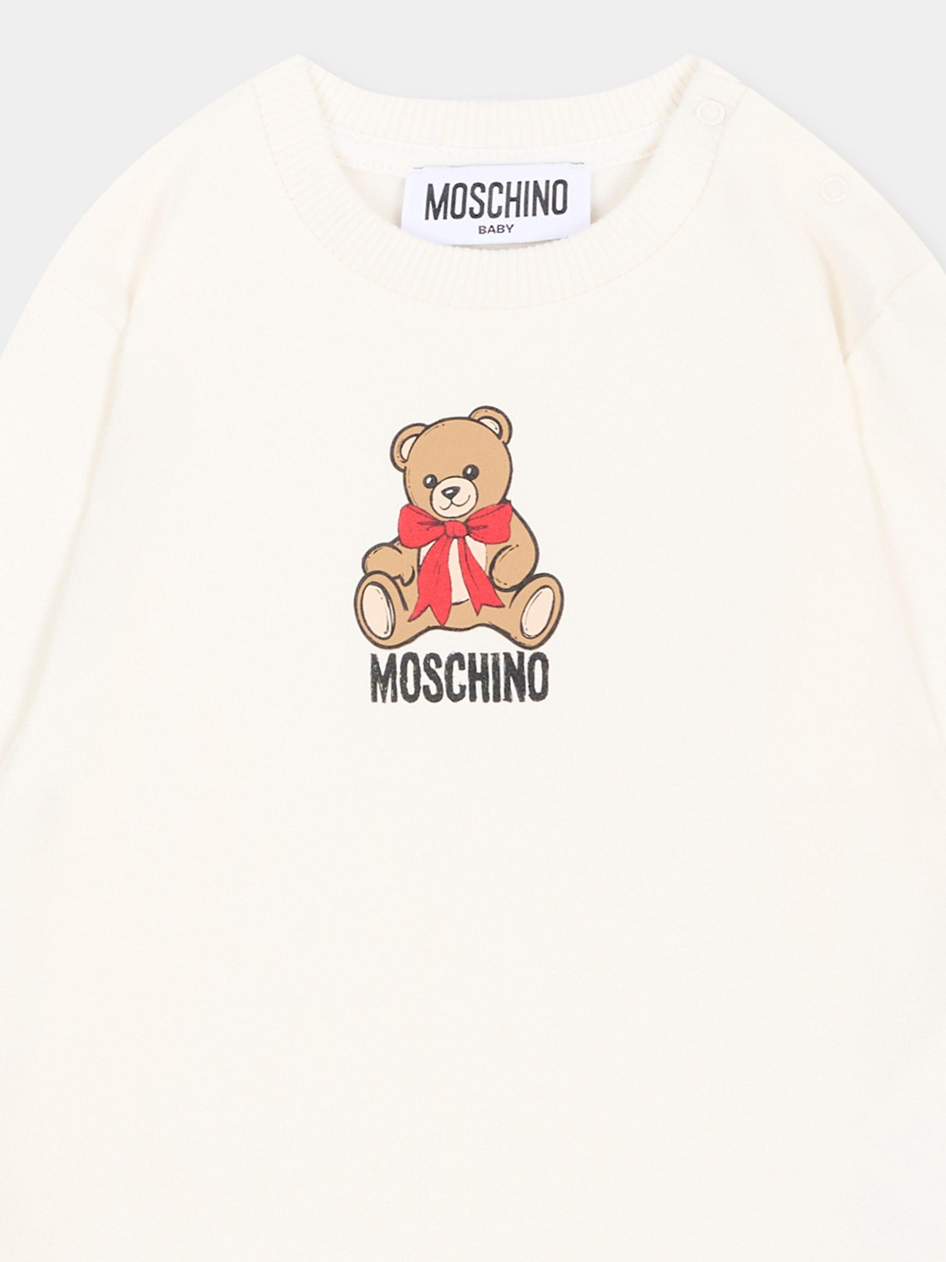 Vestito avorio per neonata con Teddy Bear,Moschino Kids,MBV0BK LDA18 10063