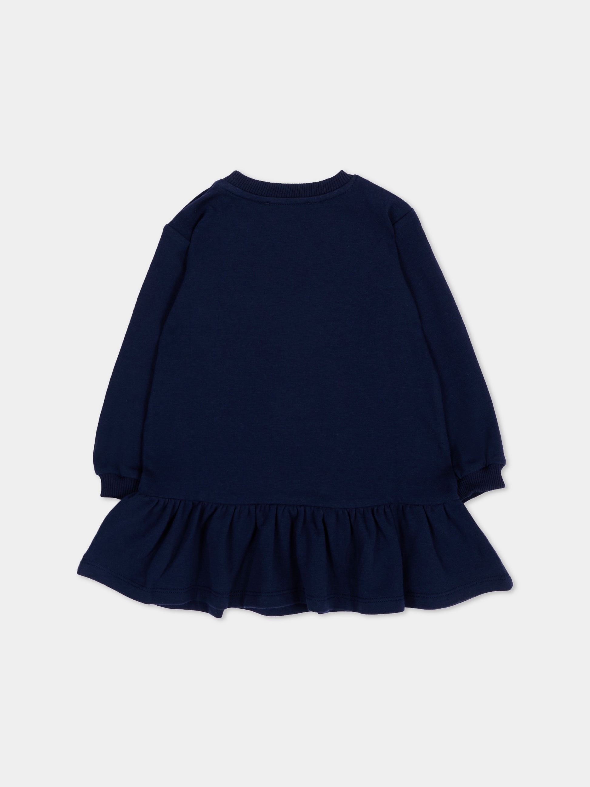 Vestito blu per neonata con Teddy Bear,Moschino Kids,MBV0BK LDA18 40016