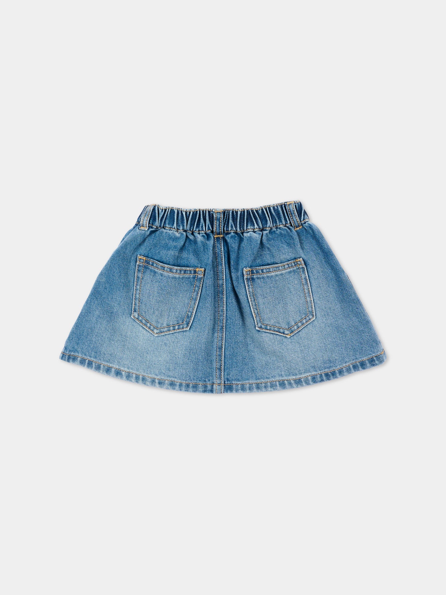 Gonna denim blu per neonata con patch,Moschino Kids,MDJ01P L0E36 41040