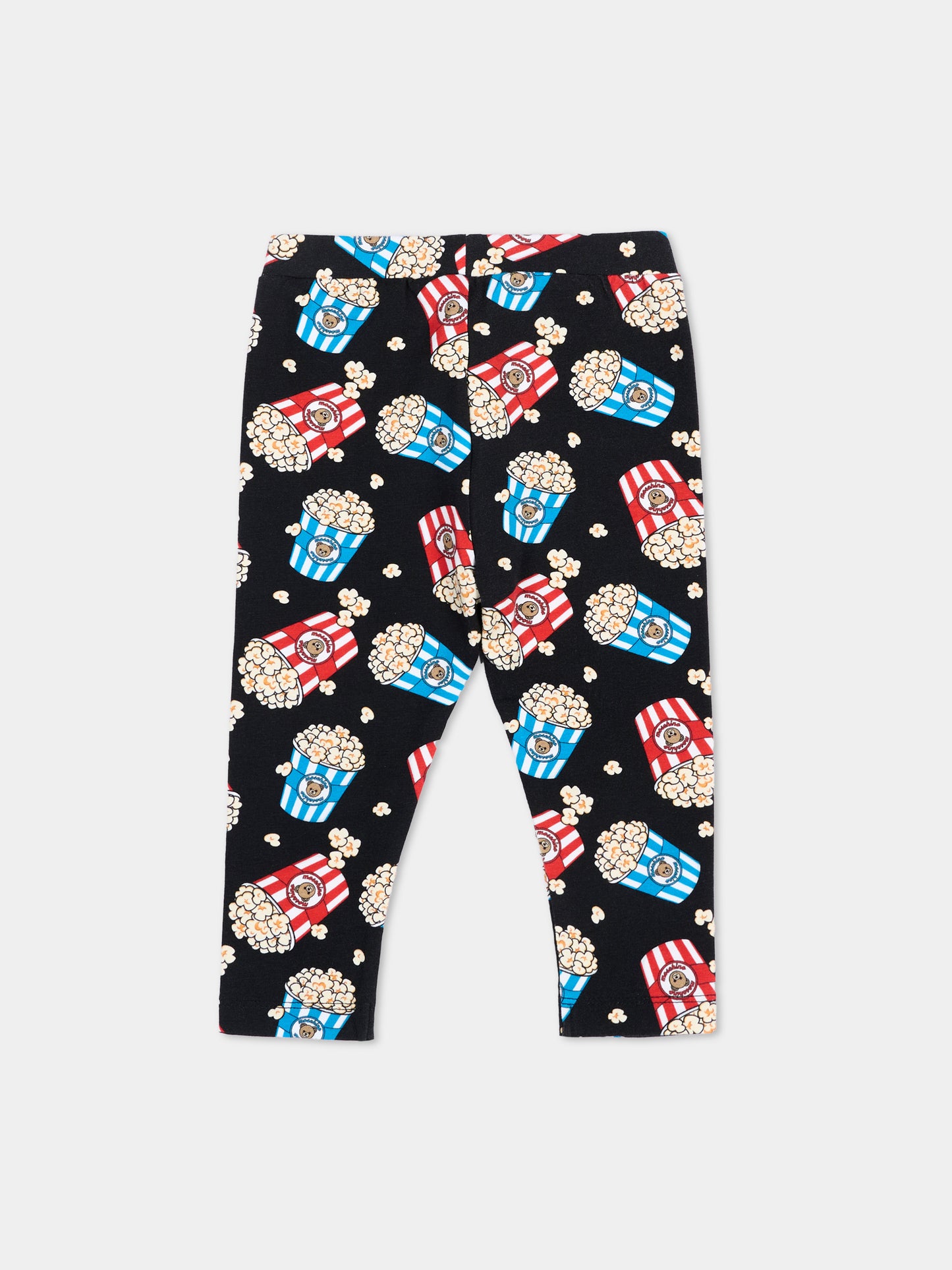 Leggings neri per neonata con popcorn,Moschino Kids,MDP03Q LBBE8 82646