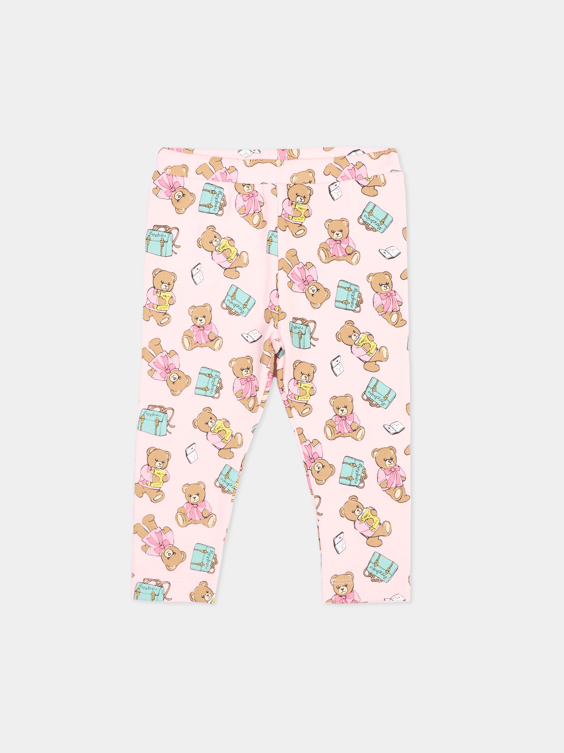 Leggings rosa per neonata con Teddy Bear,Moschino Kids,MKP032 LBBE5 82634