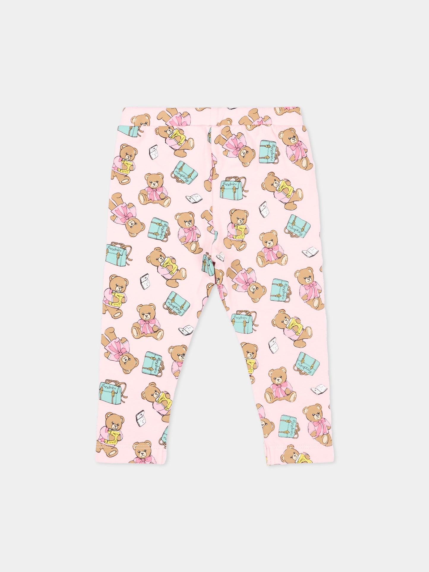 Leggings rosa per neonata con Teddy Bear,Moschino Kids,MKP032 LBBE5 82634