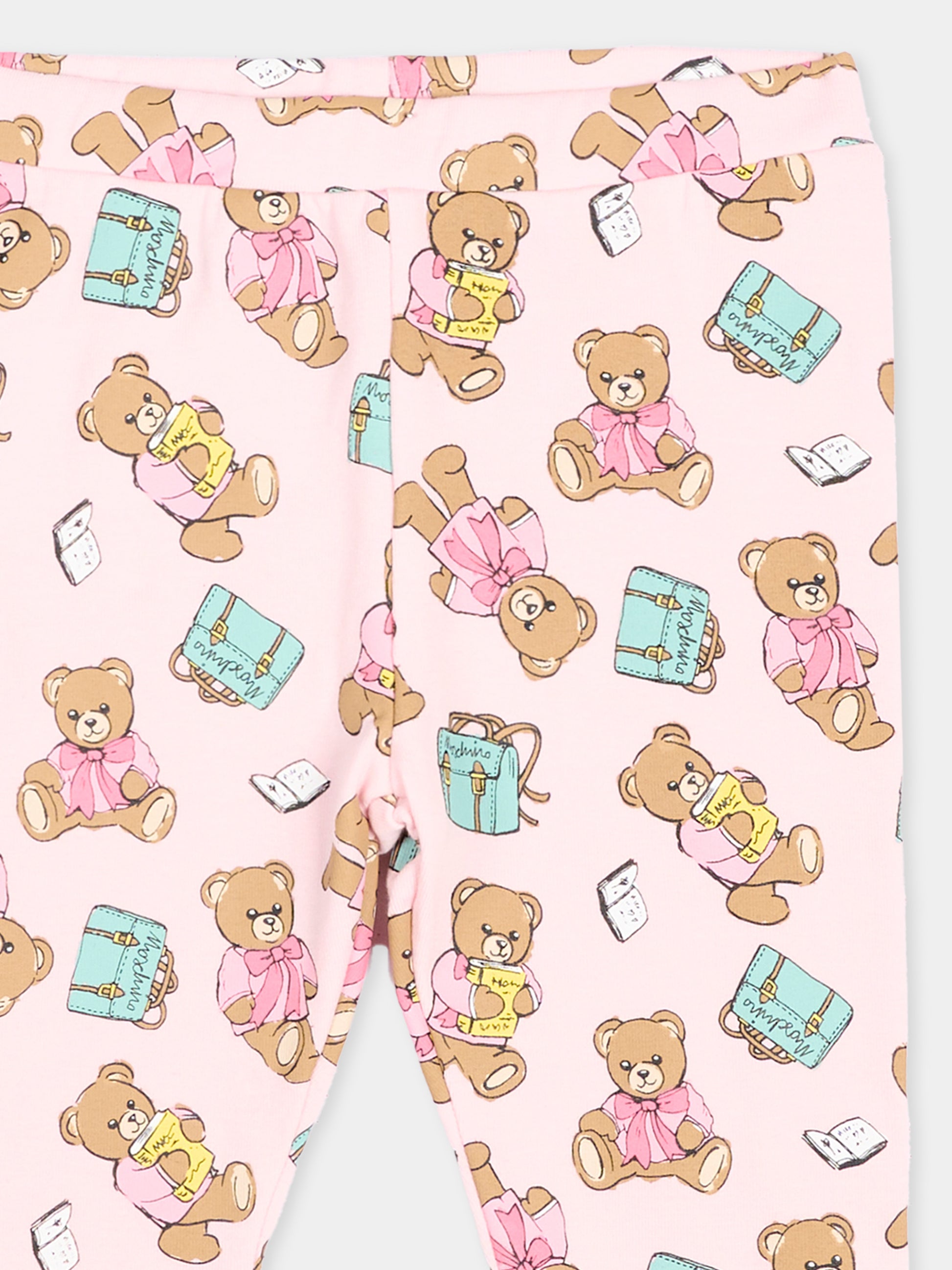 Leggings rosa per neonata con Teddy Bear,Moschino Kids,MKP032 LBBE5 82634