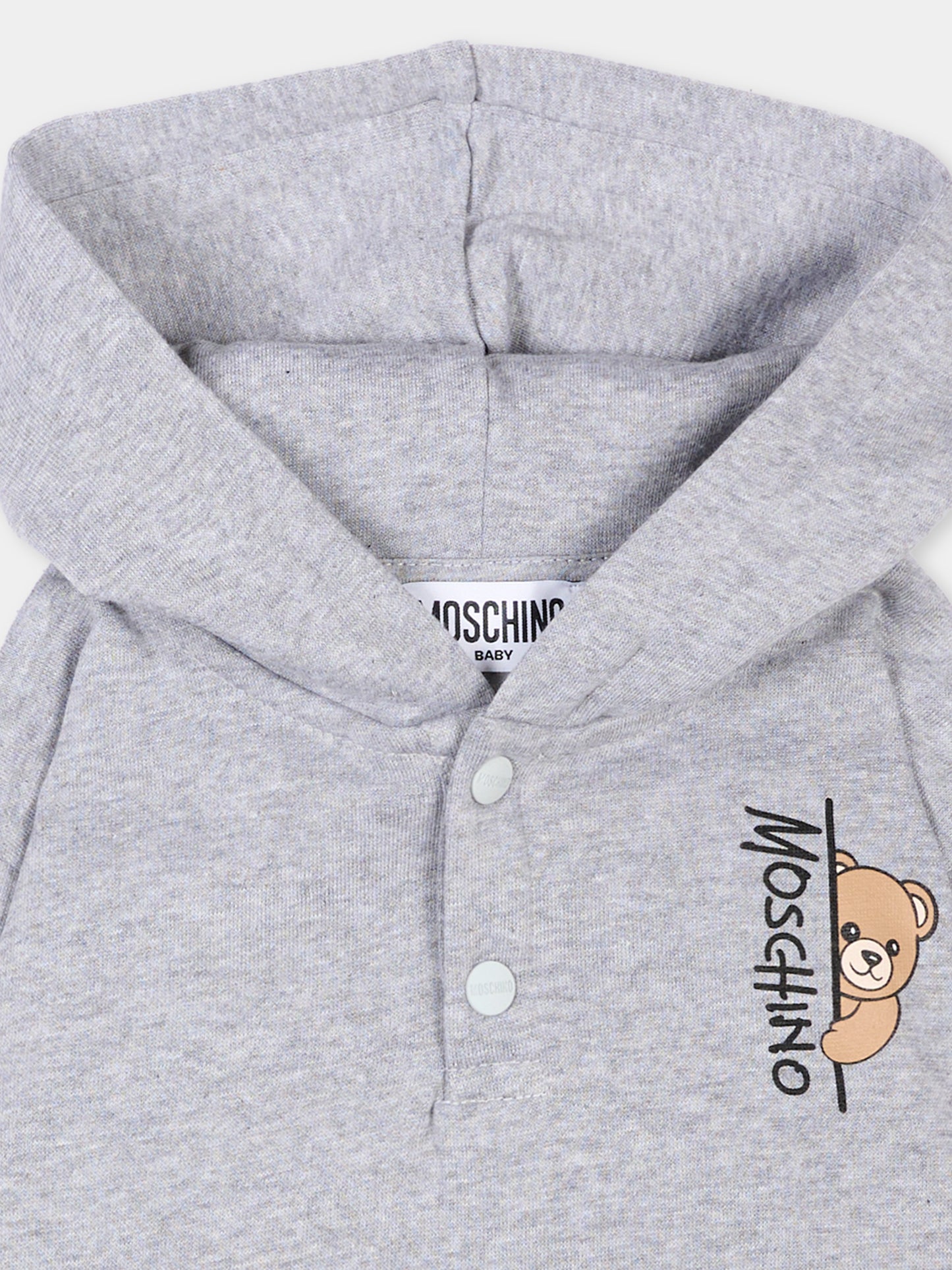 Felpa grigia per neonato con Teddy Bear,Moschino Kids,MMF05Z LCA92 60901