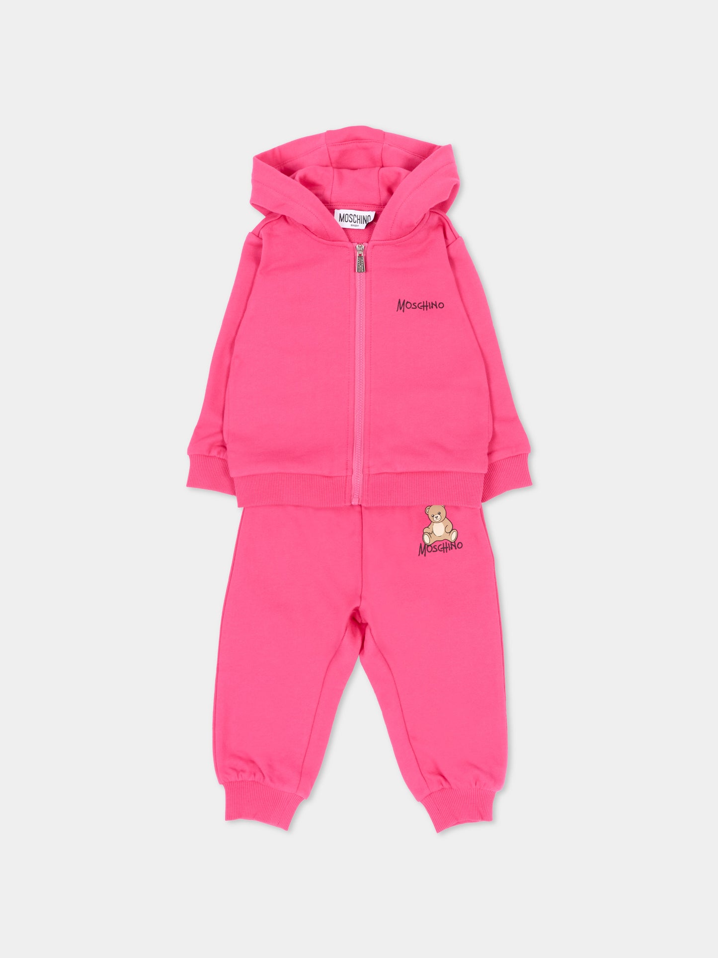 Completo sportivo lungo rosa con teddy bear,Moschino Kids,MMK05G LCA40 51450