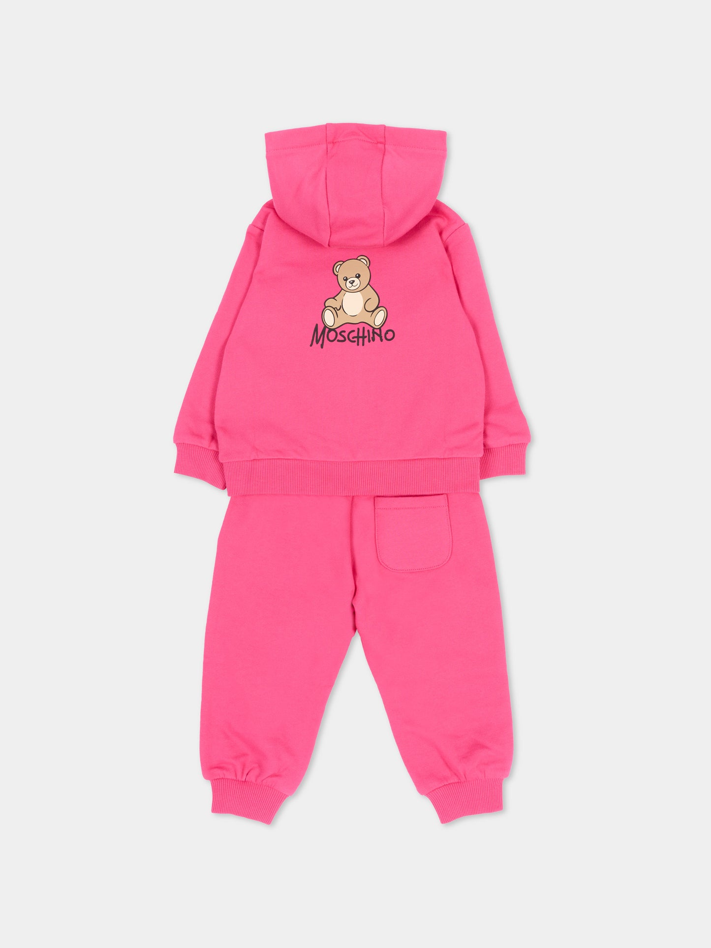 Completo sportivo lungo rosa con teddy bear,Moschino Kids,MMK05G LCA40 51450