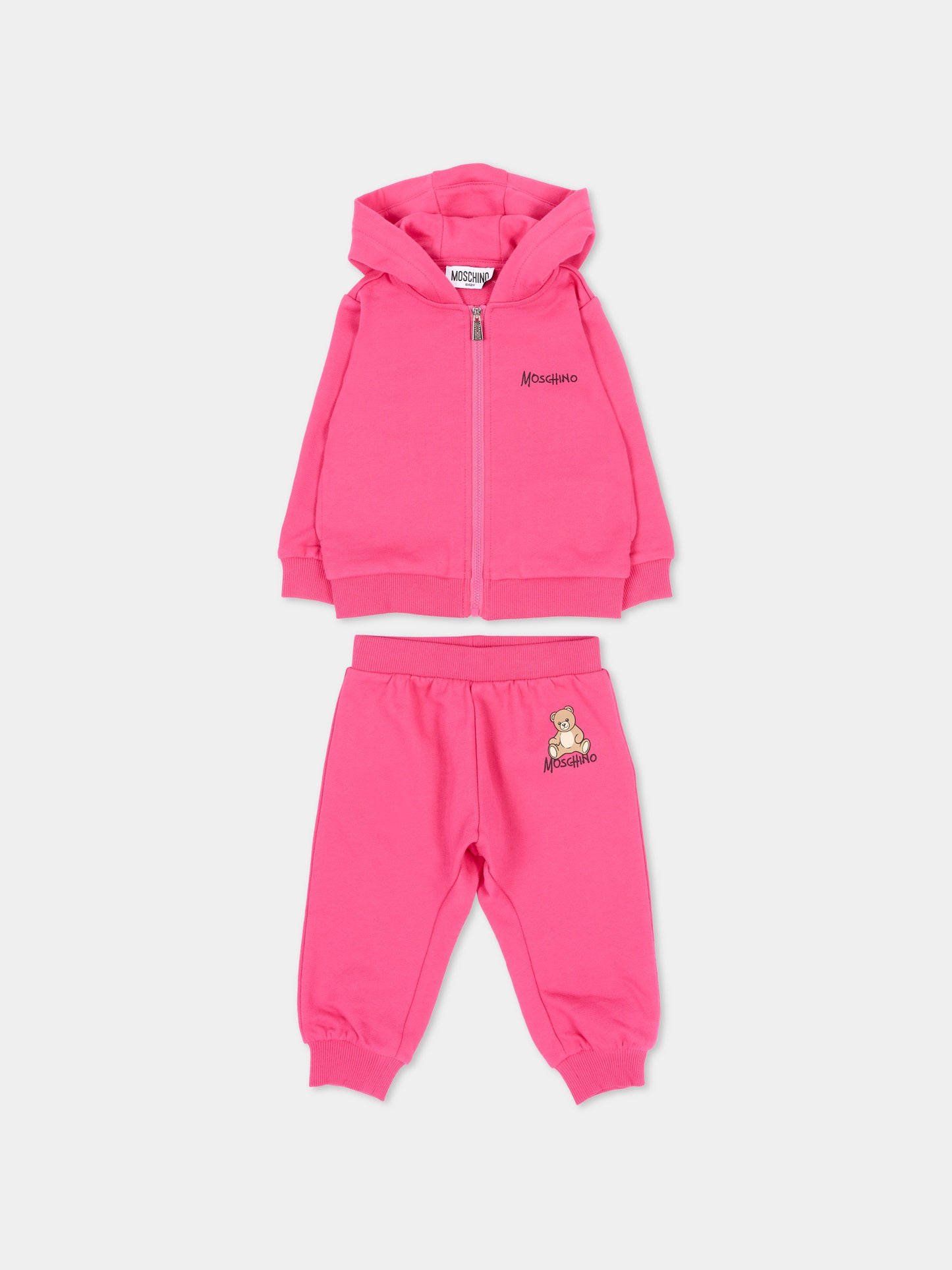 Completo sportivo lungo rosa con teddy bear,Moschino Kids,MMK05G LCA40 51450