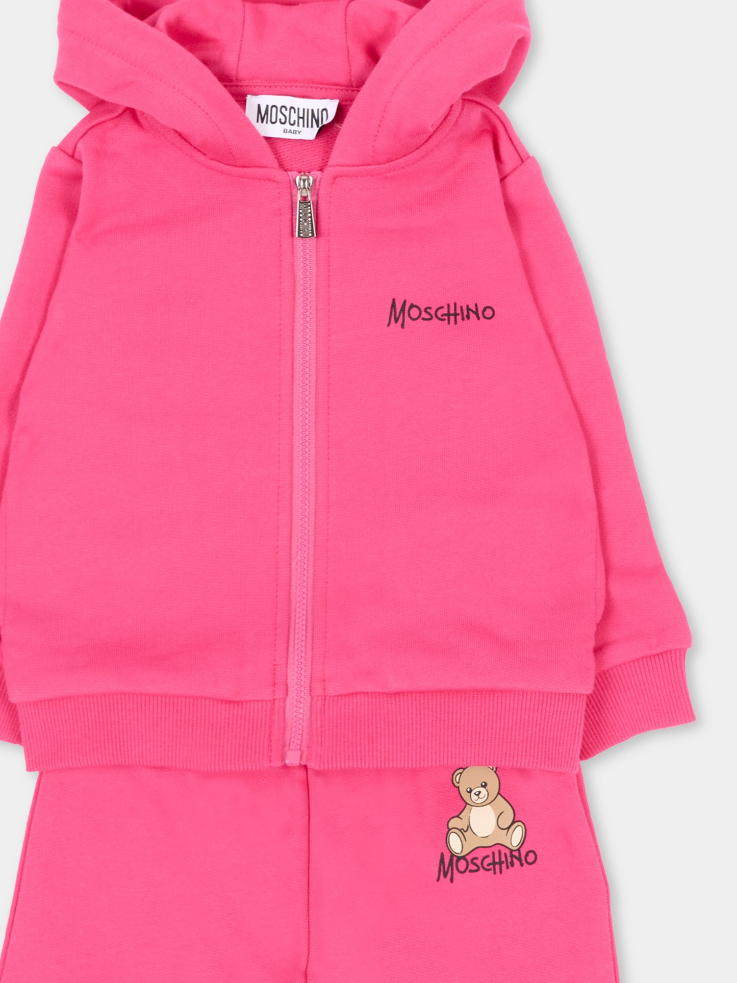 Completo sportivo lungo rosa con teddy bear,Moschino Kids,MMK05G LCA40 51450