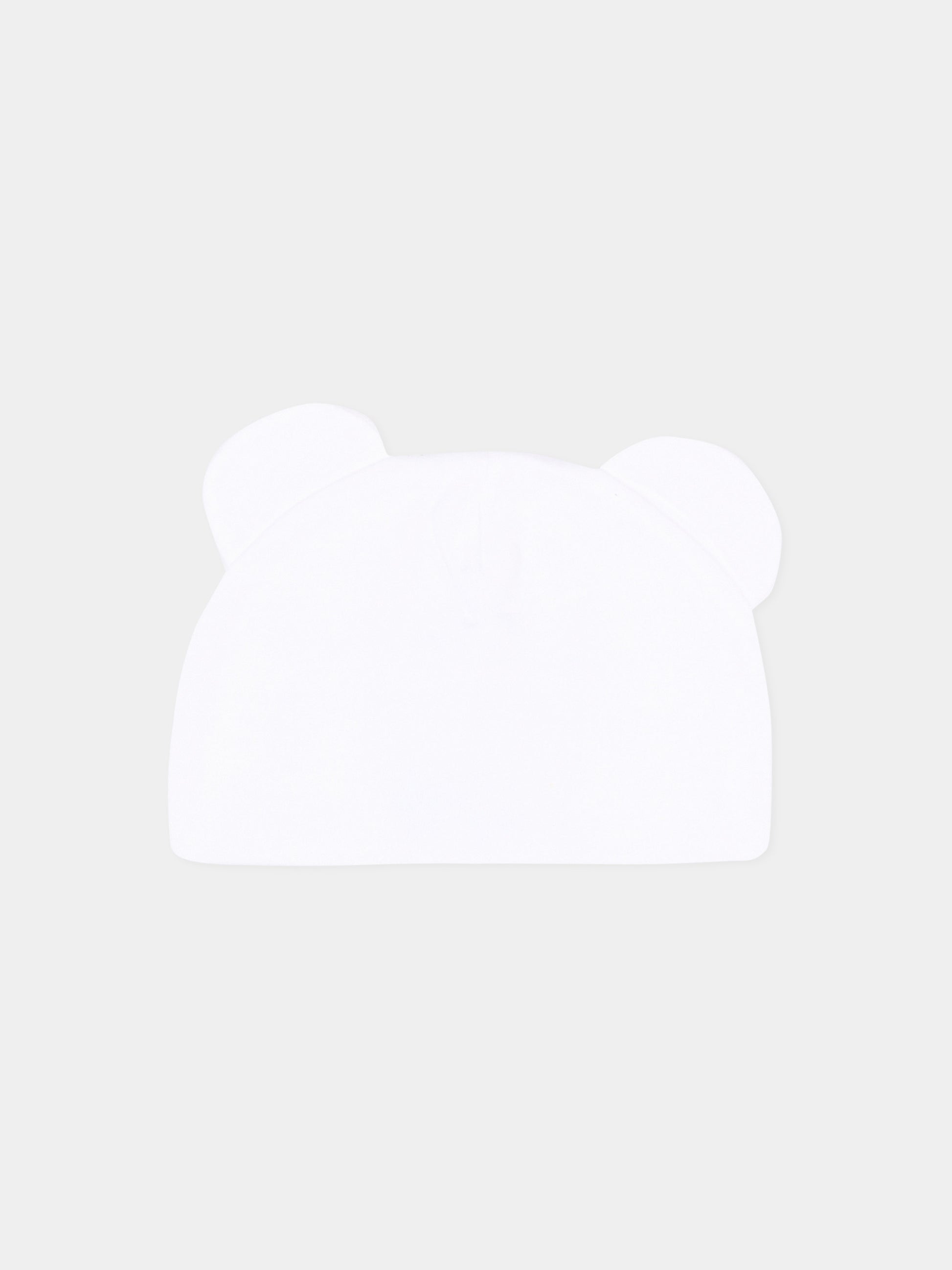 Cappello bianco per neonati con Teddy Bear,Moschino Kids,MMX05H LCA40 10101