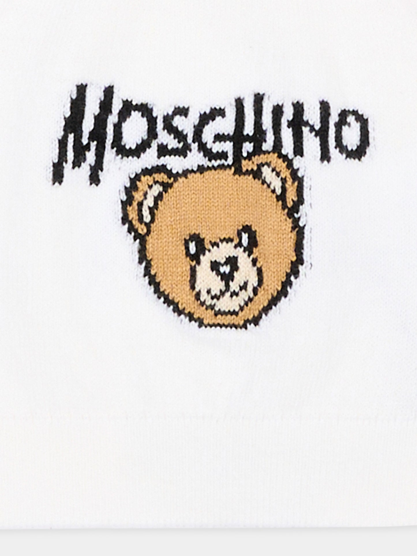 Berretto bianco per neonati con Teddy Bear,Moschino Kids,MMX05K LHE43 10101