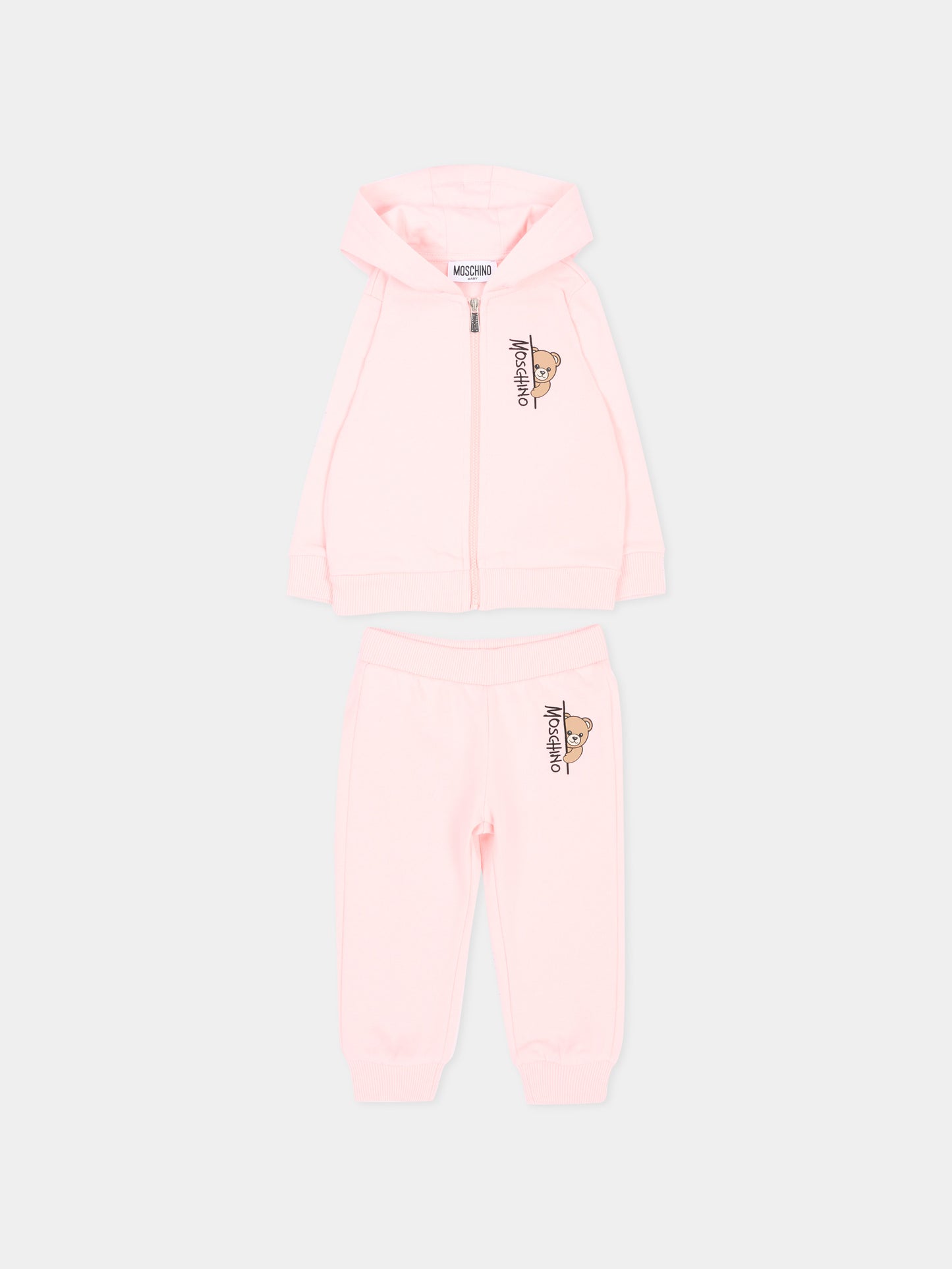 Completo sportivo rosa per neonata con Teddy Bear,Moschino Kids,MNK05D LCA92 50209