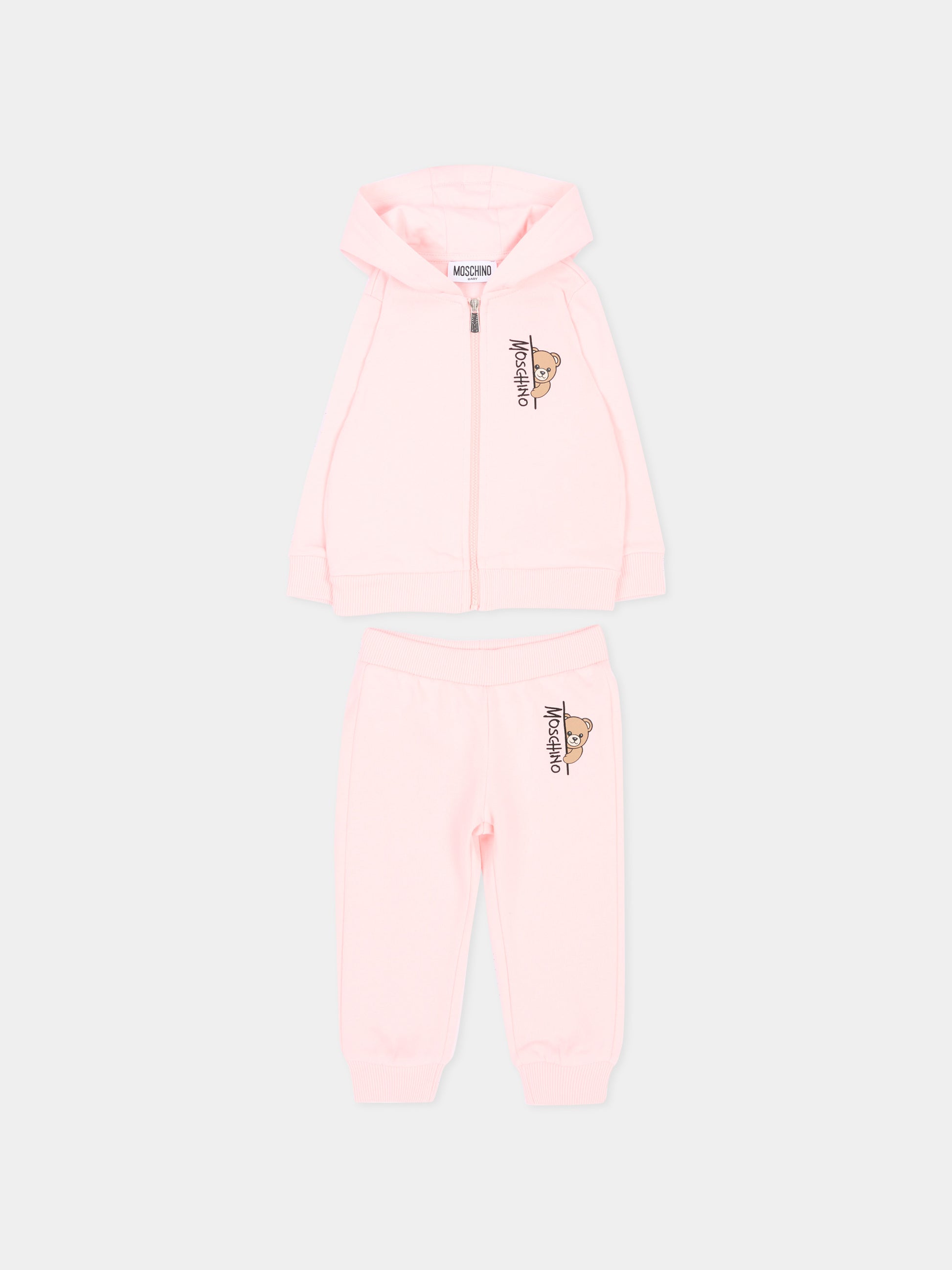 Completo sportivo rosa per neonata con Teddy Bear,Moschino Kids,MNK05D LCA92 50209