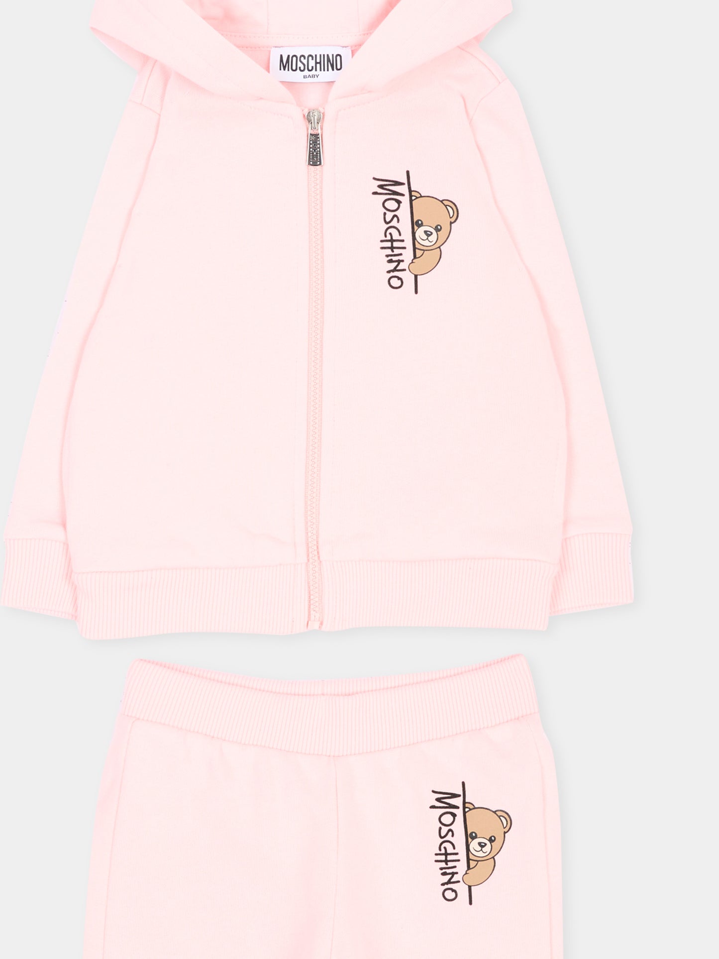 Completo sportivo rosa per neonata con Teddy Bear,Moschino Kids,MNK05D LCA92 50209