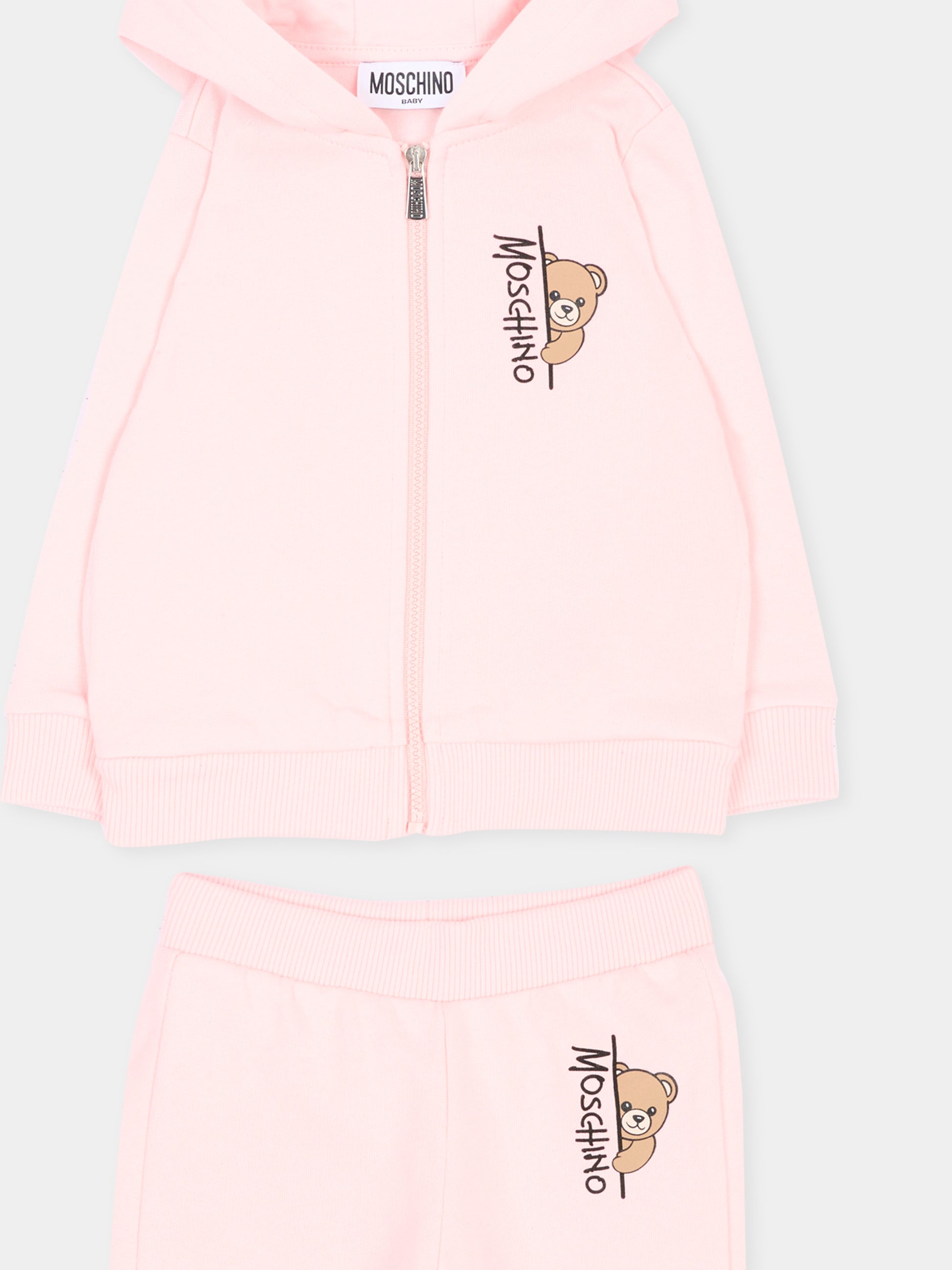 Completo sportivo rosa per neonata con Teddy Bear,Moschino Kids,MNK05D LCA92 50209