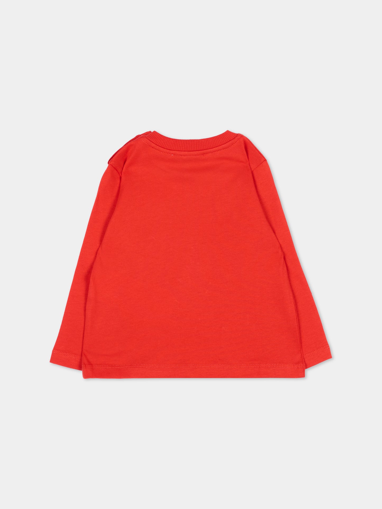 T-Shirt a manica lunga rossa per neonati con Teddy Bear,Moschino Kids,MNO014 LAA58 50109