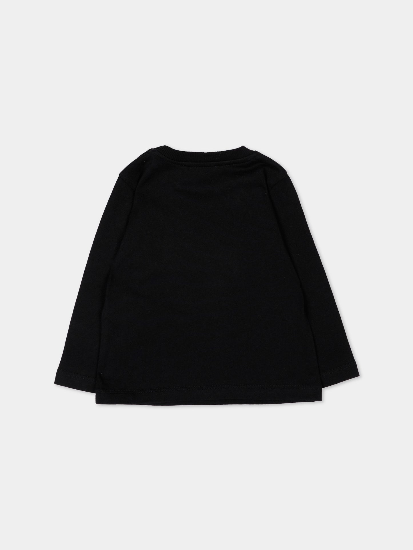 T-Shirt a manica lunga nero per neonati con Teddy Bear,Moschino Kids,MNO014 LAA58 60100