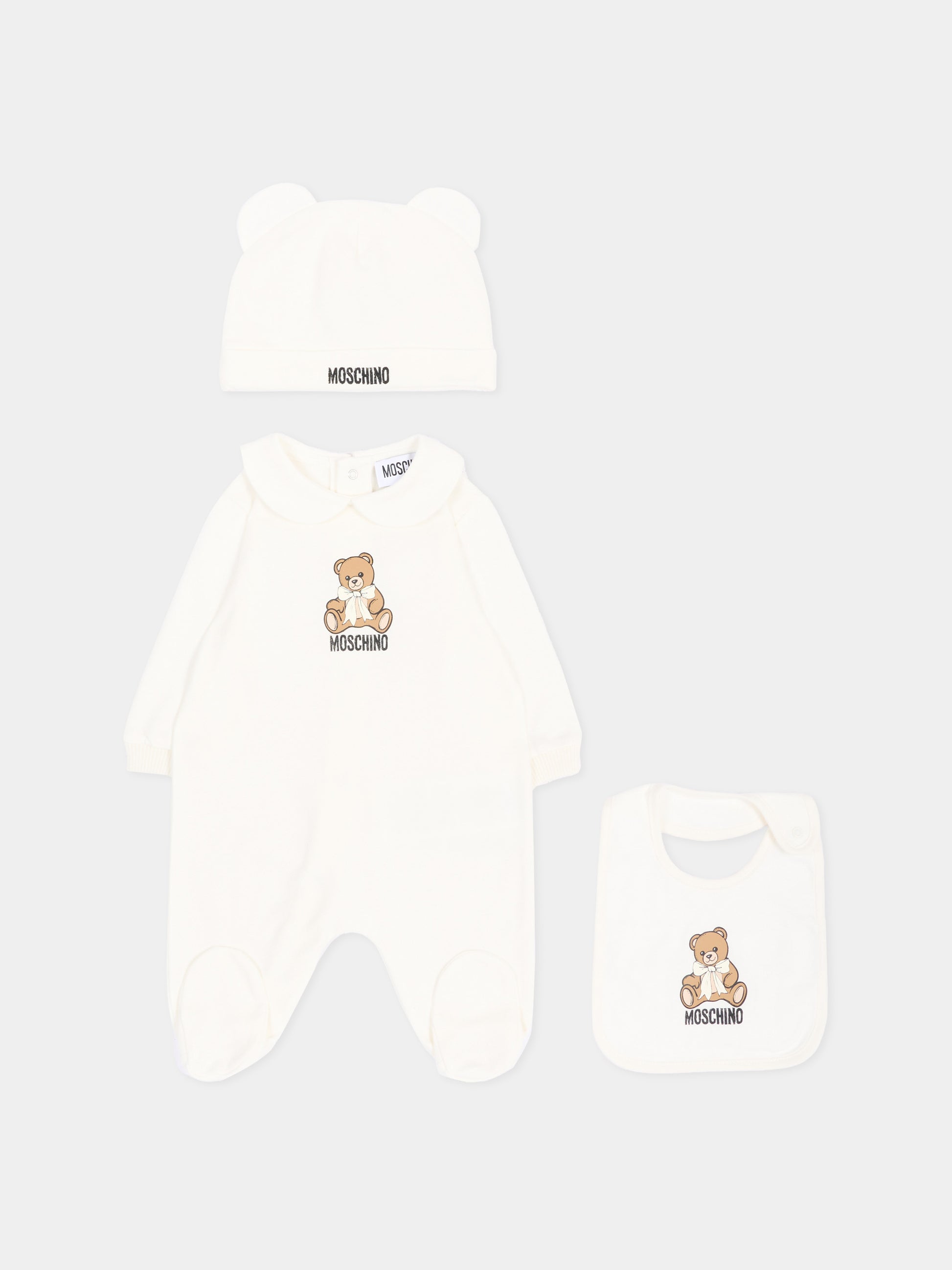 Set tutina avorio per neonati con Teddy Bear,Moschino Kids,MNY08B LCA40 10063