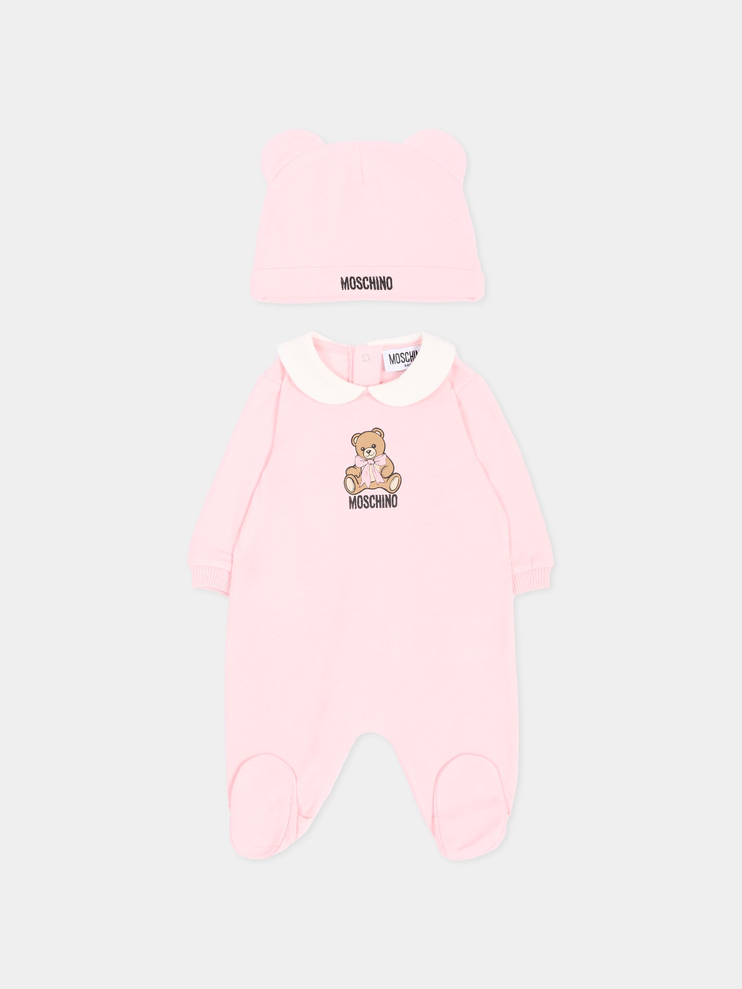 Set tutina rosa per neonata con Teddy Bear,Moschino Kids,MNY08B LCA40 50209